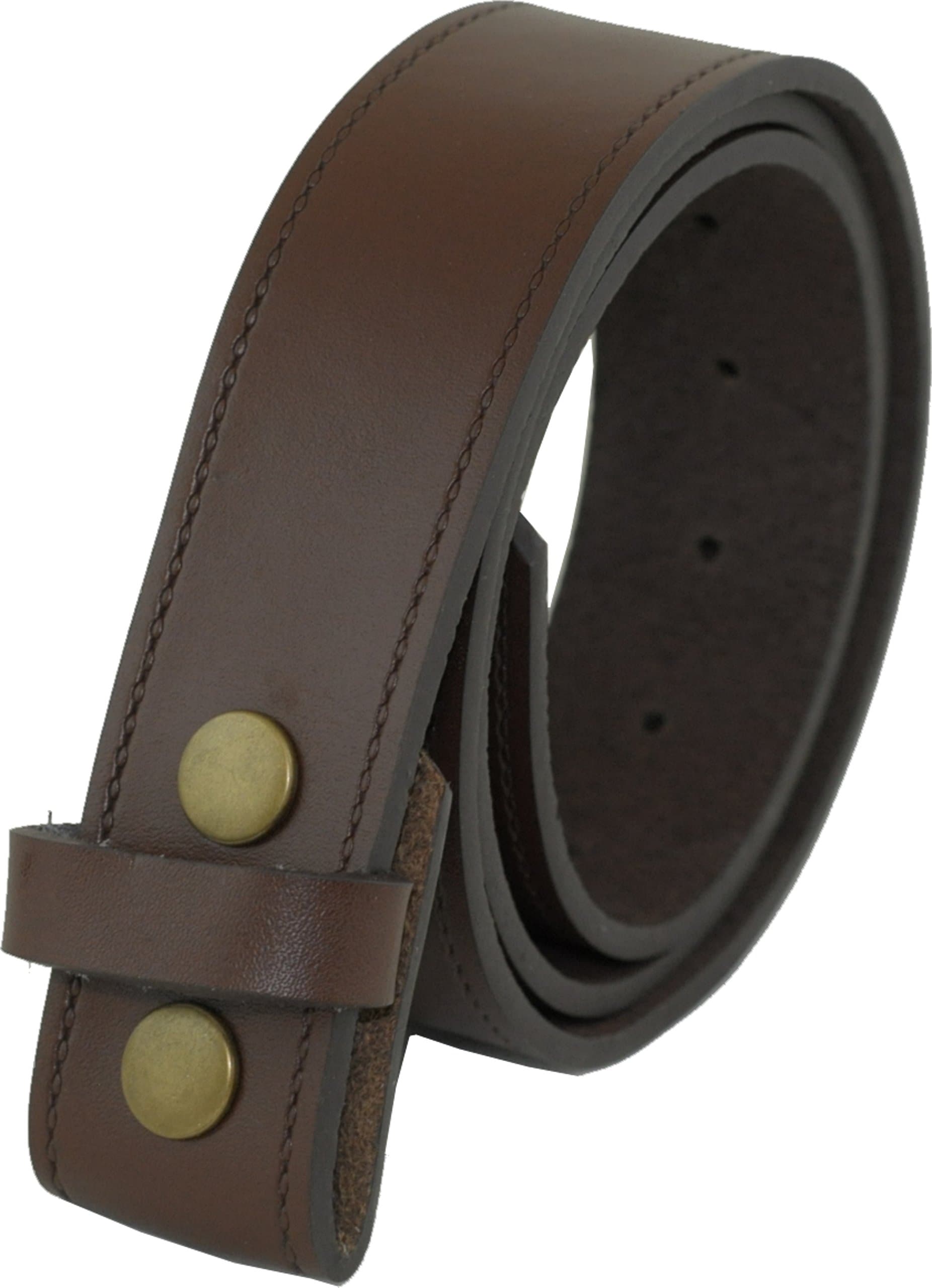 Real Leather Press Stud Snap On Belt 40mm Wide Black or Brown