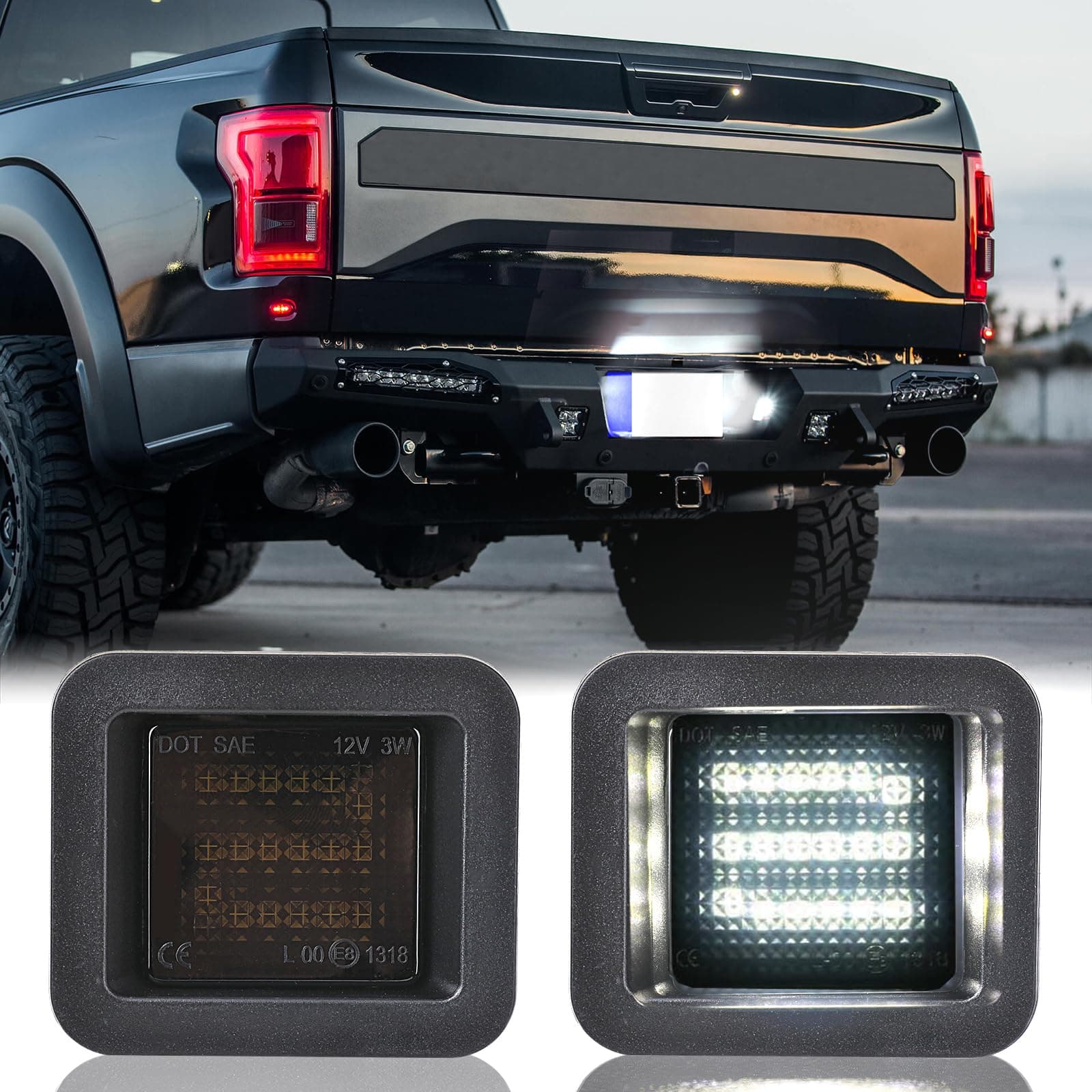 KanSmart LED License Plate Light Compatible with 2015 2016 2017 2018 2019 2020 F150 Accessories License Plate Light Day Lamp Smoked Lens 6000K White