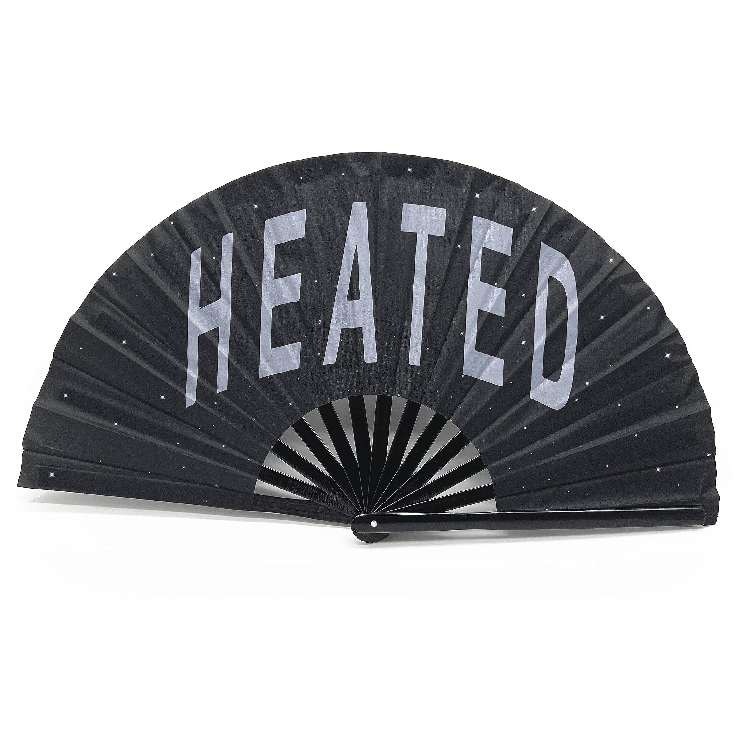 Expression Tees HEATED Large Concert Hand Fan - Foldable Handheld Renaissance Fan, Perfect for Festivals, Raves - Abanicos de Mano para Fiesta (Heated)