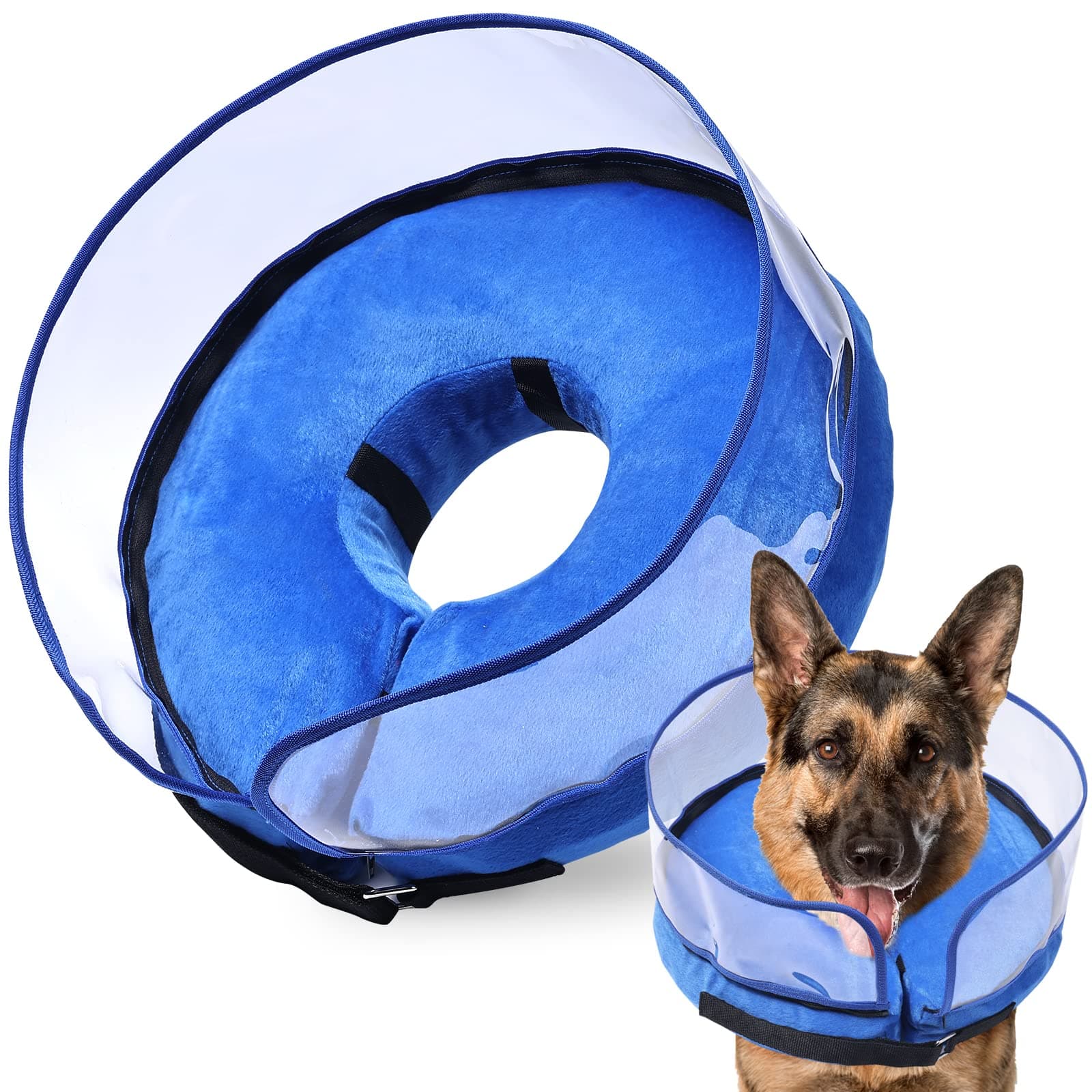 BarklessDog Cone, Inflatable Dog Cone After Surgery for Small Medium Large Dogs, Soft Cones with Enhanced Anti-Licking Guard Shield for Pets, Protective Dog Donut Collar