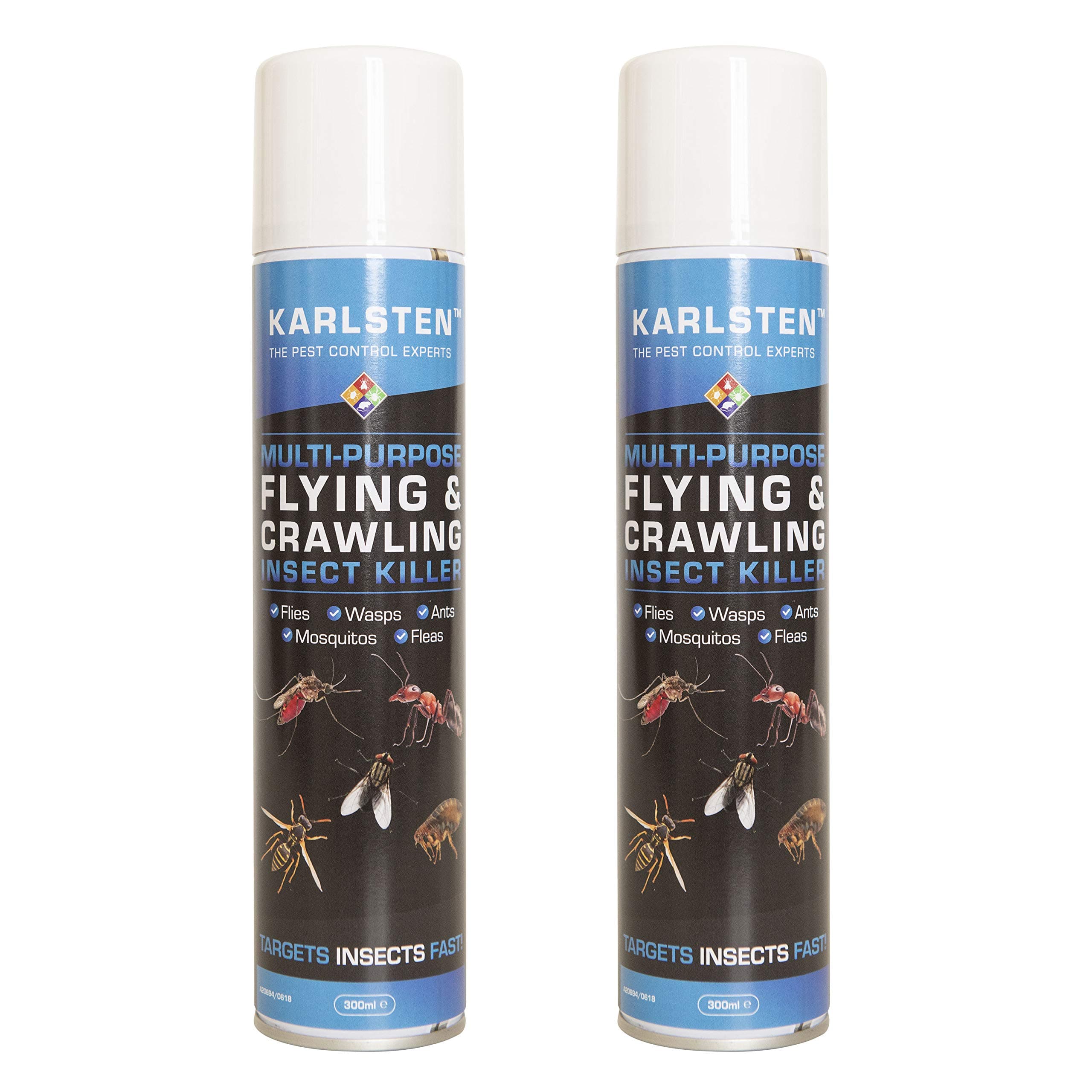 Multi Insect Killer X 2 Aerosols 300 ML Kills Most Common Insects Including Spiders,Fleas, Ants,Silverfish,Flies,wasps,Hornets Fast Action On All Common Insects Indoor & Outdoor Use