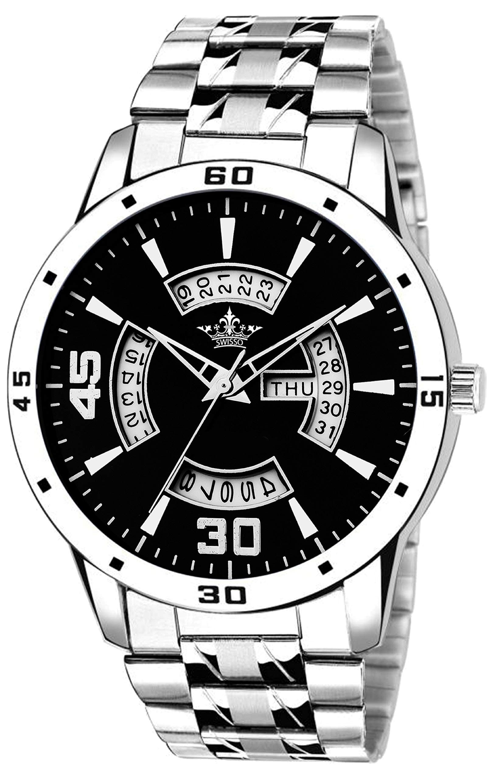 Swisso Black Dial Date & Day Function Analogue Watch - for Mens
