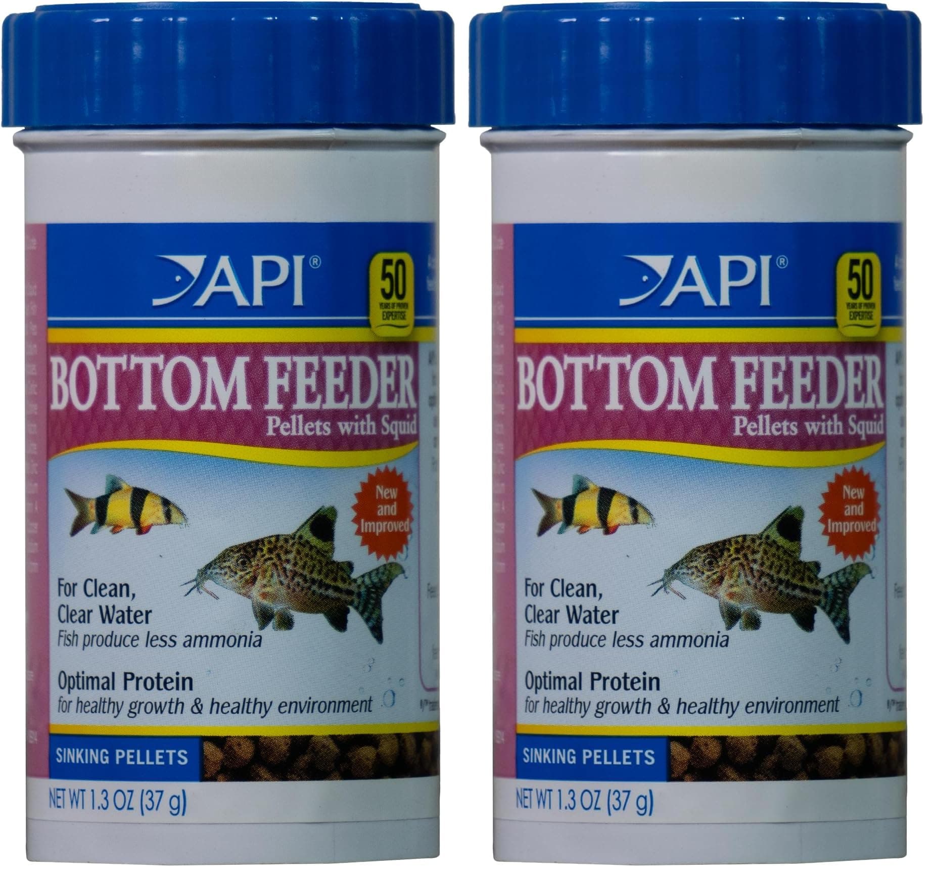 API Bottom Feeder PELLETS with Shrimp Fish Food 1.3-Ounce Container (Pack of 2)