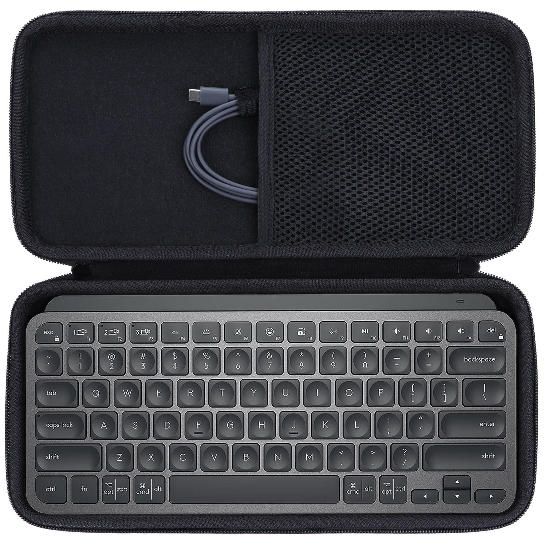Hard Carry Case Compatible with Logitech MX Keys Mini Minimalist Illuminated Keyboard (Graphite Case)