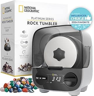 Professional Rock Tumbling Kit - Patent-Pending Rock Polisher for Kids & Adults, Platinum Series Ultra Quiet, 2 lb. Barrel, Rocks, Grit, GemFoam Polisher, Rock Tumblers for Adults