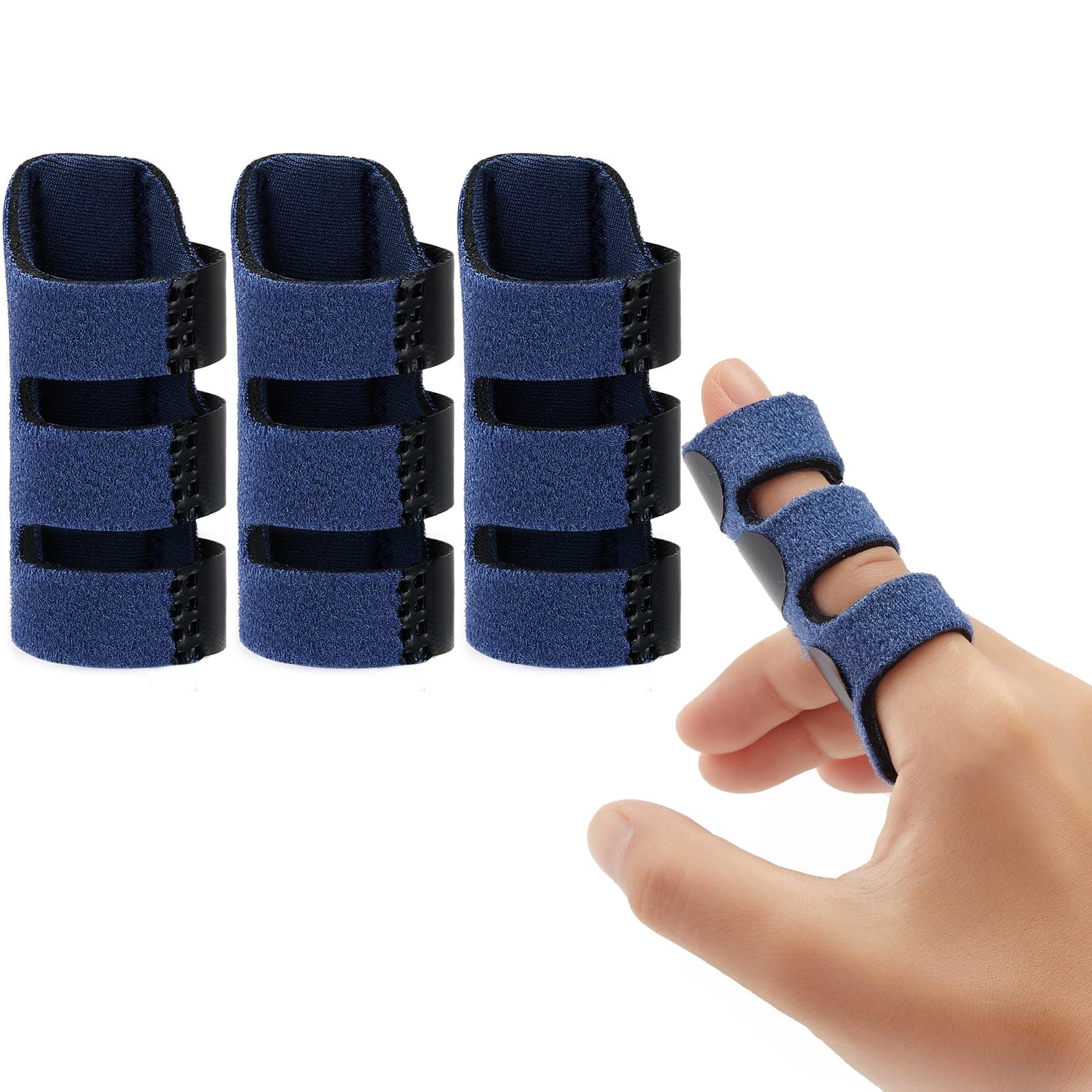 Finger Splint - 3pcs Upgraded Finger Support Trigger Finger Brace with 3 Adjustable Fixing Belt Mallet Finger Splints for Straighten Broken Bent Finger & Arthritis Pain Relieve