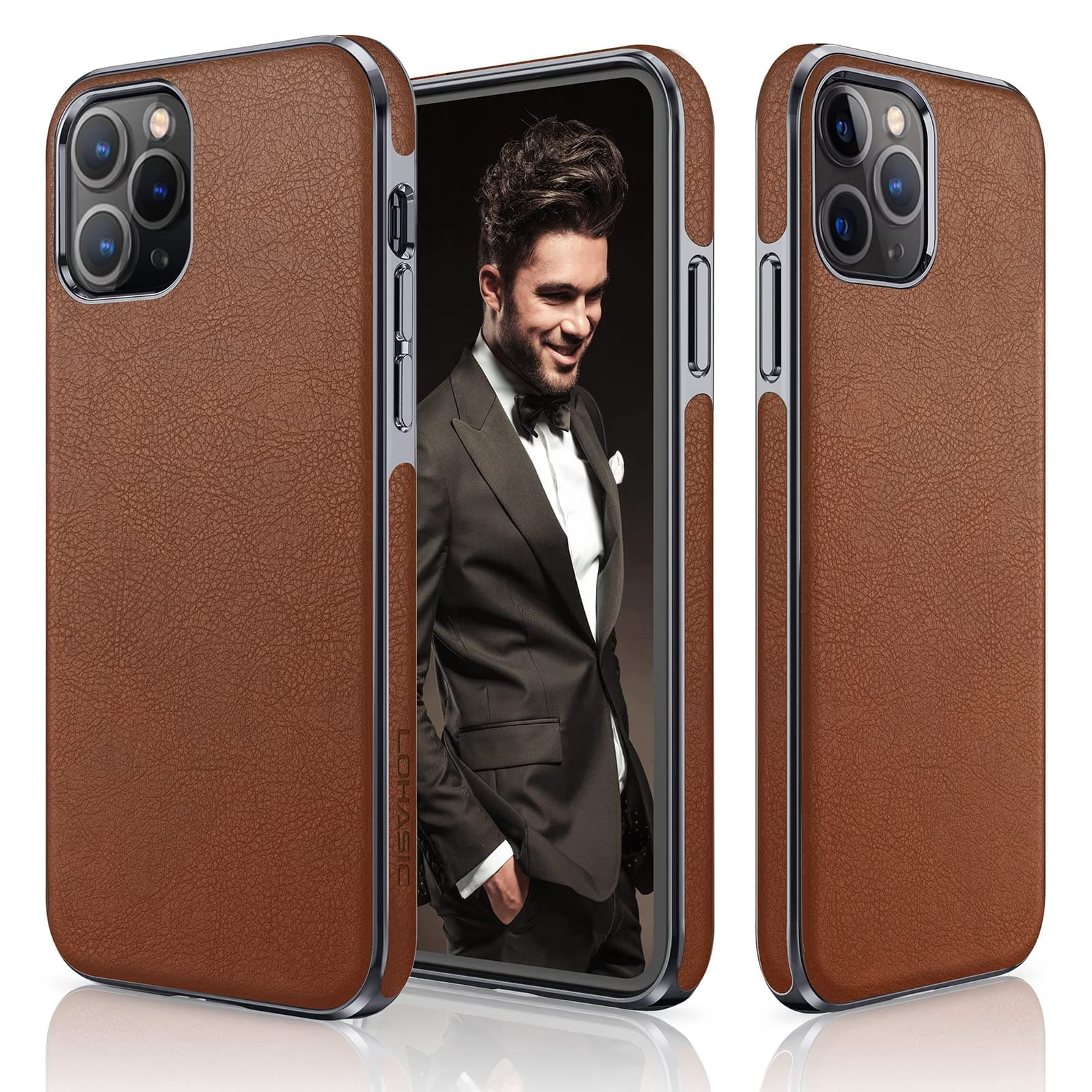 LOHASIC Designed for iPhone 12 Pro Max Case, Luxury Leather Business Premium Classic Cover Protective Cases Compatible with iPhone 12 Pro Max 5G 6.7 inch - Brown