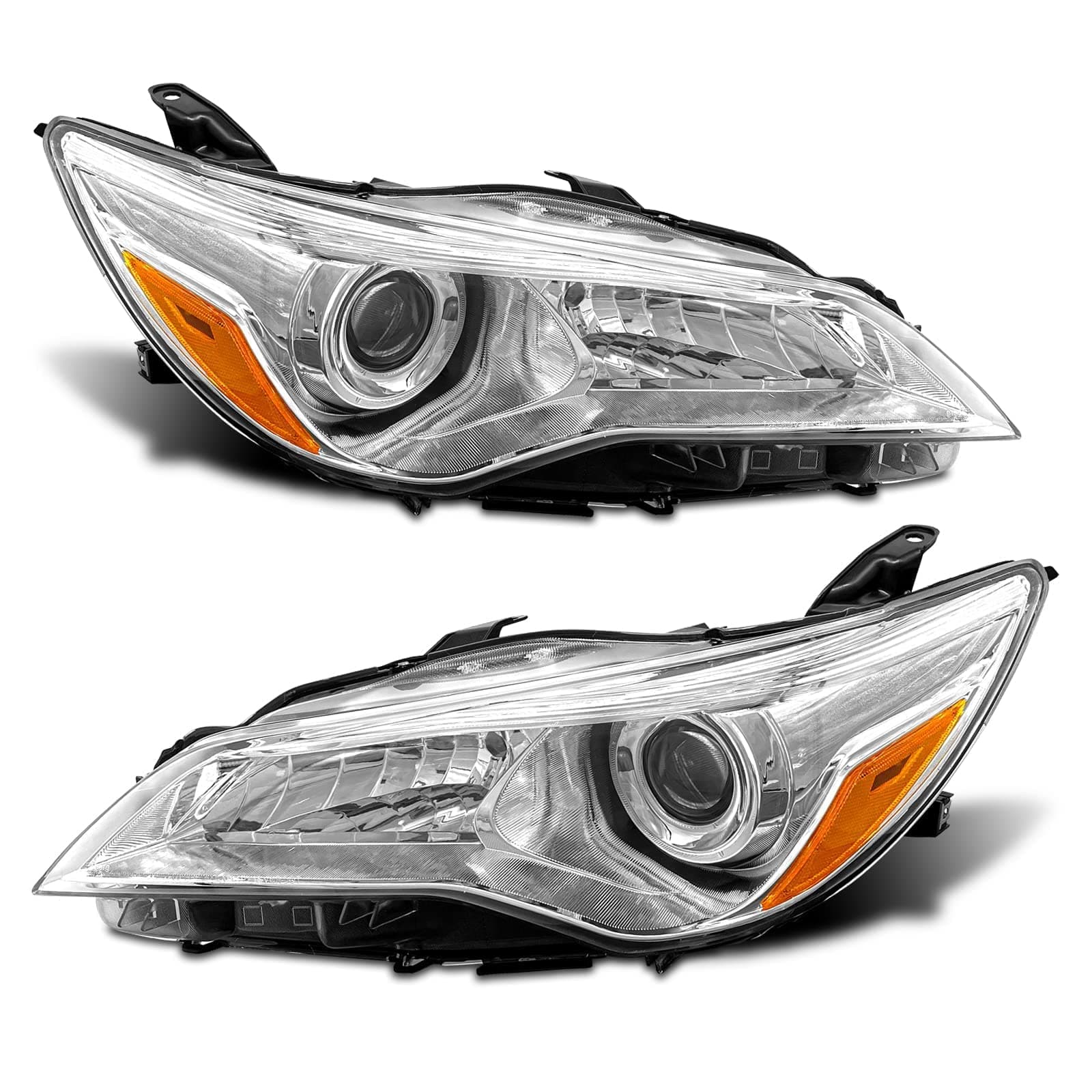 2015 2016 2017 Camry Headlight Assembly Headlights for 2015-2017 Toyota Camry Headlamp Replacement Left and Right - Chrome Housing Pair（W/O Bulbs）