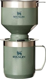 STANLEY Perfect Brew Pour Over Set | 12 oz Camp Mug with Lid Included | Drip Coffee Maker with Reusable Filter | Insulated Stainless Steel | BPA-Free | Hammertone Green