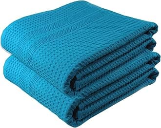 GILDEN TREE Waffle Towels Quick Dry Lint Free Thin, 2 Pack Bath Sheets 40x80 Oversized Extra Large for Adults, Classic Style (Aqua)