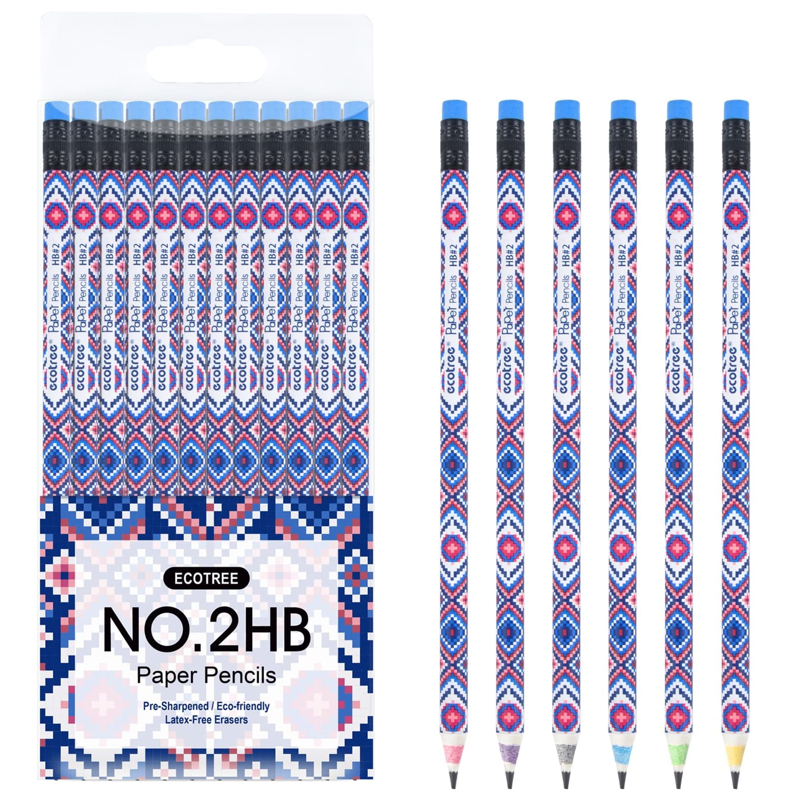 ECOTREE Pencils #2 Pre-Sharpened Pencils for Kids Number 2 Pencil with Erasers for School, Writing, 12 Count