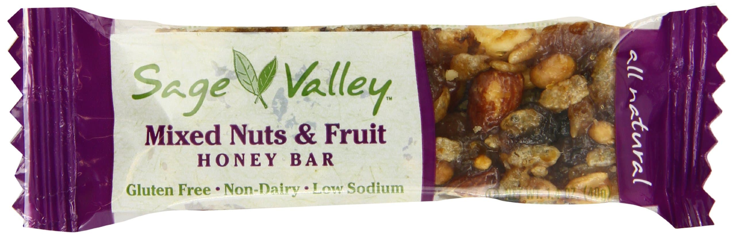 Sage Valley Mixed Nuts Fruit and Honey Bar, 1.4 Ounce