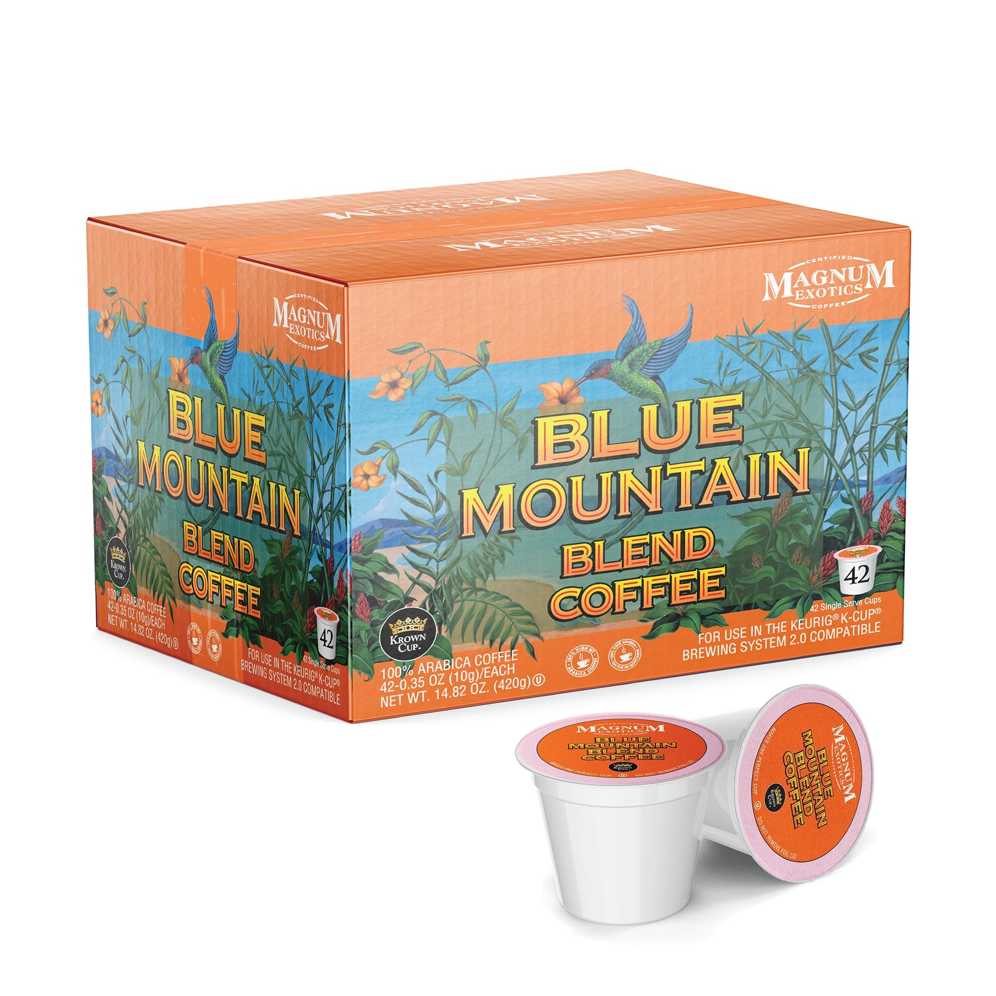 Coffee, Blue Mountain Blend - Light-Medium Roast, Ground Coffee Pods, Single Serve, Made With 100% Arabica Beans, Freshly Roasted, Mild Acidity - 42 Count (Pack of 1)