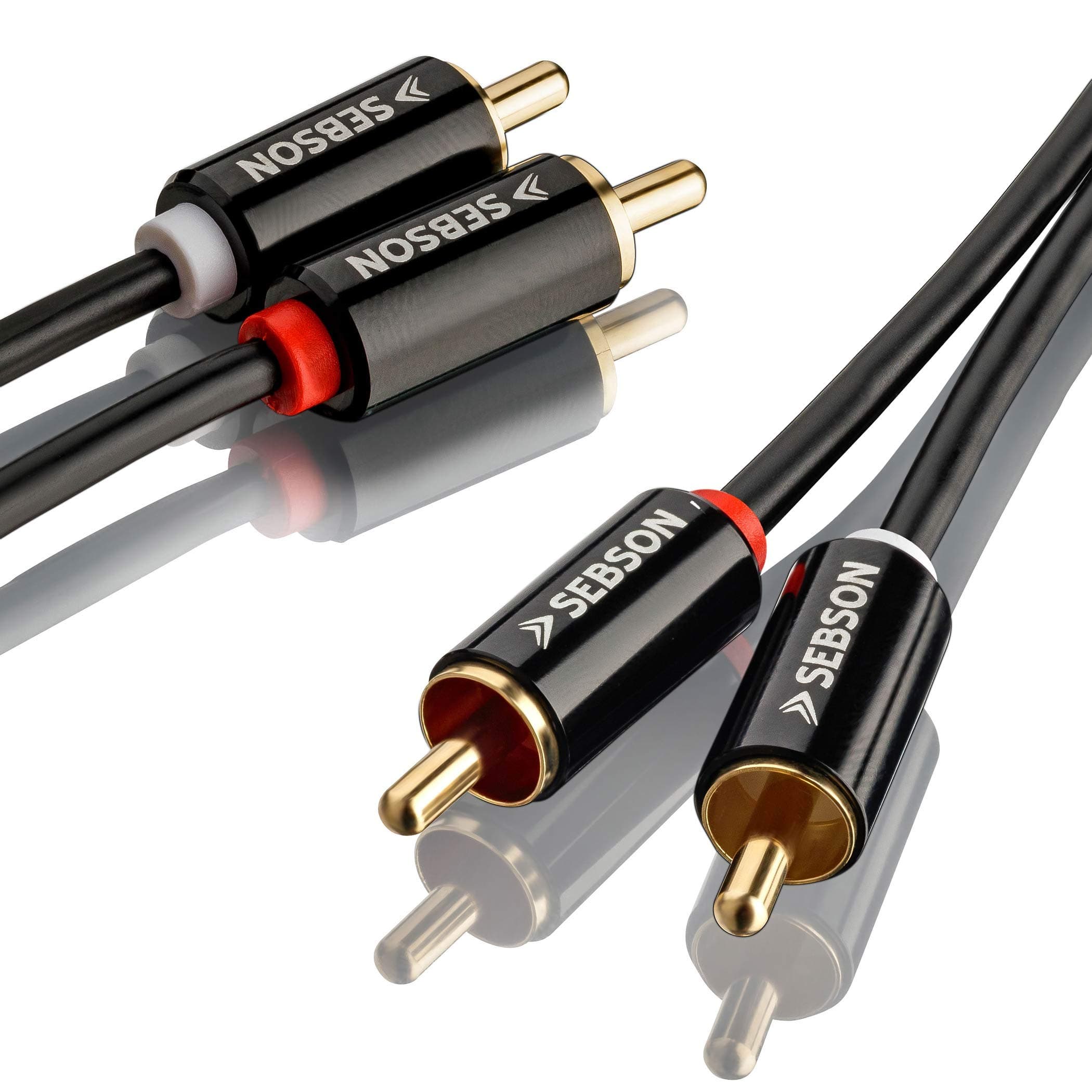 SEBSON RCA Audio Cable 0.5 m, 2 to 2 RCA Male RCA, AUX Audio Cable for Stereos, Amplifiers, Home Cinema and HiFi Systems