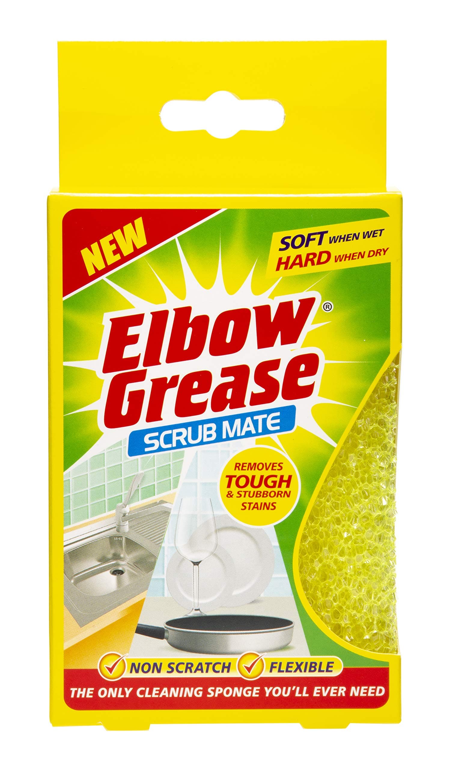 Scrub Mate Non Scratch Sponge, 7cm wide x 11.5cm high x 3.5cm | Removes Tough & Stubborn Stains | Soft When Wet & Hard When Dry