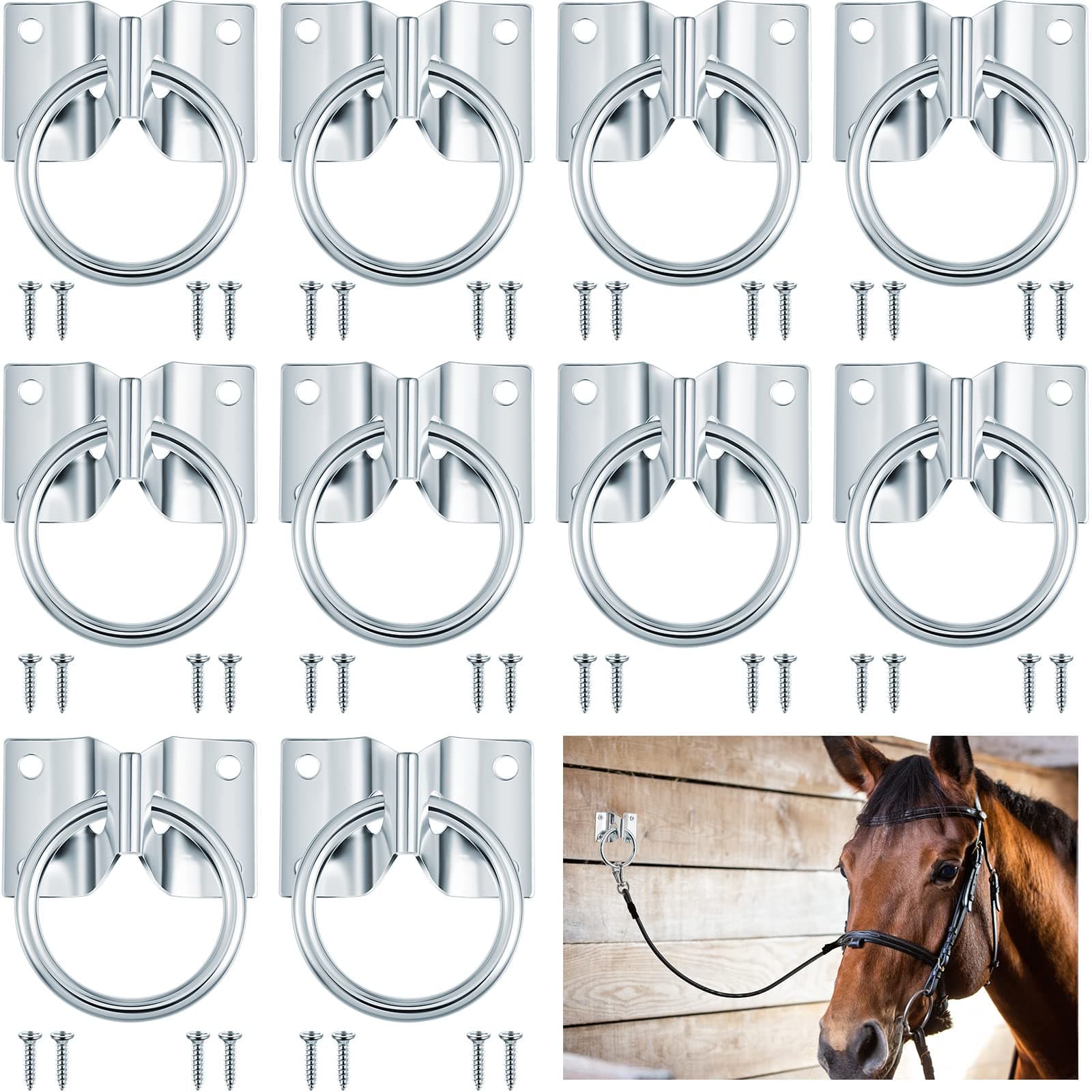 Shimeyao Cross Tie Ring for Horses Block Tie Ring Replacement Hitching Rings Tie Down Horse Barn Supplies for Horse Stall Stable Equestrian Livestock