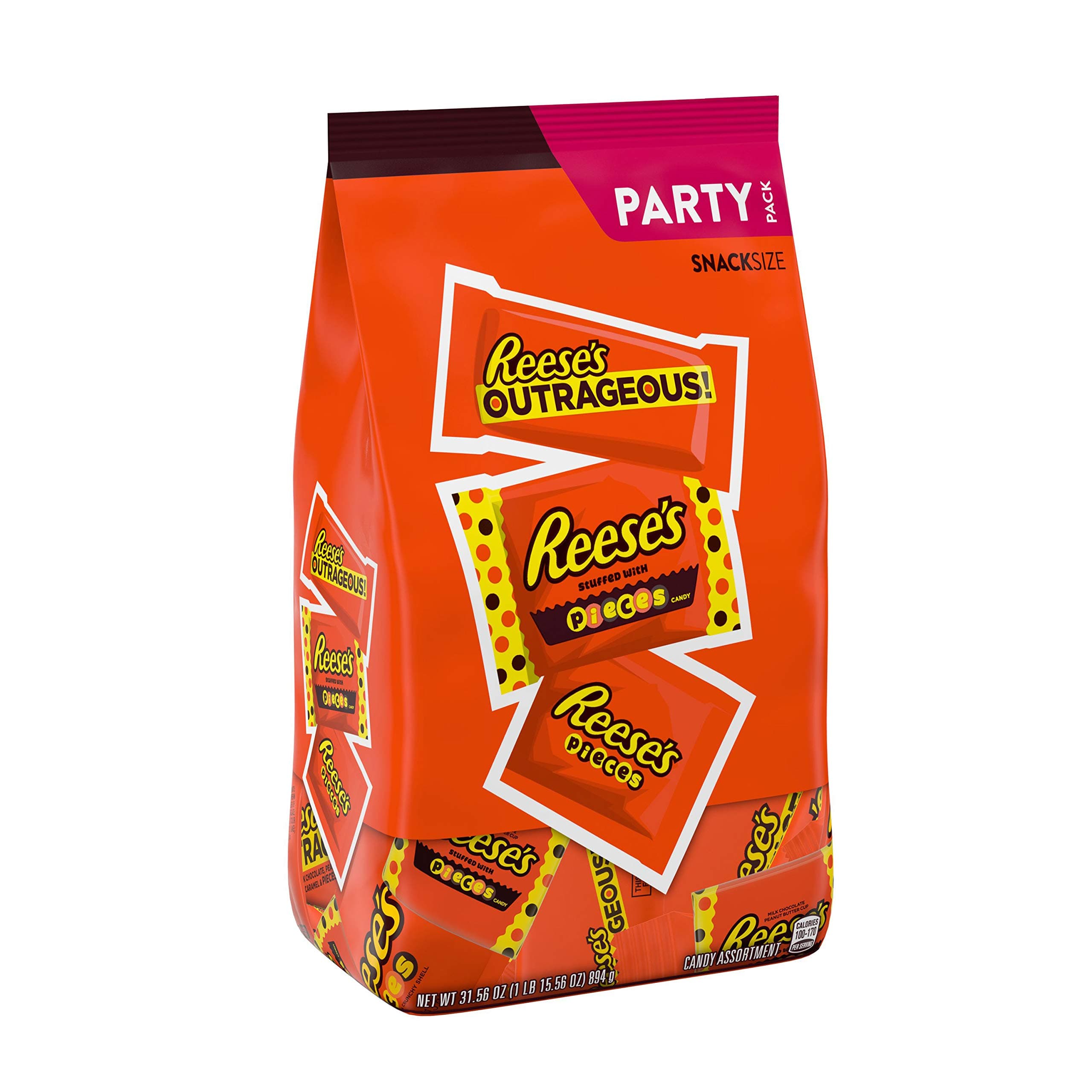 REESE'S Milk Chocolate Peanut Butter Assortment Candy, Bulk Candy, 31.56 oz Bag (50 Pieces)
