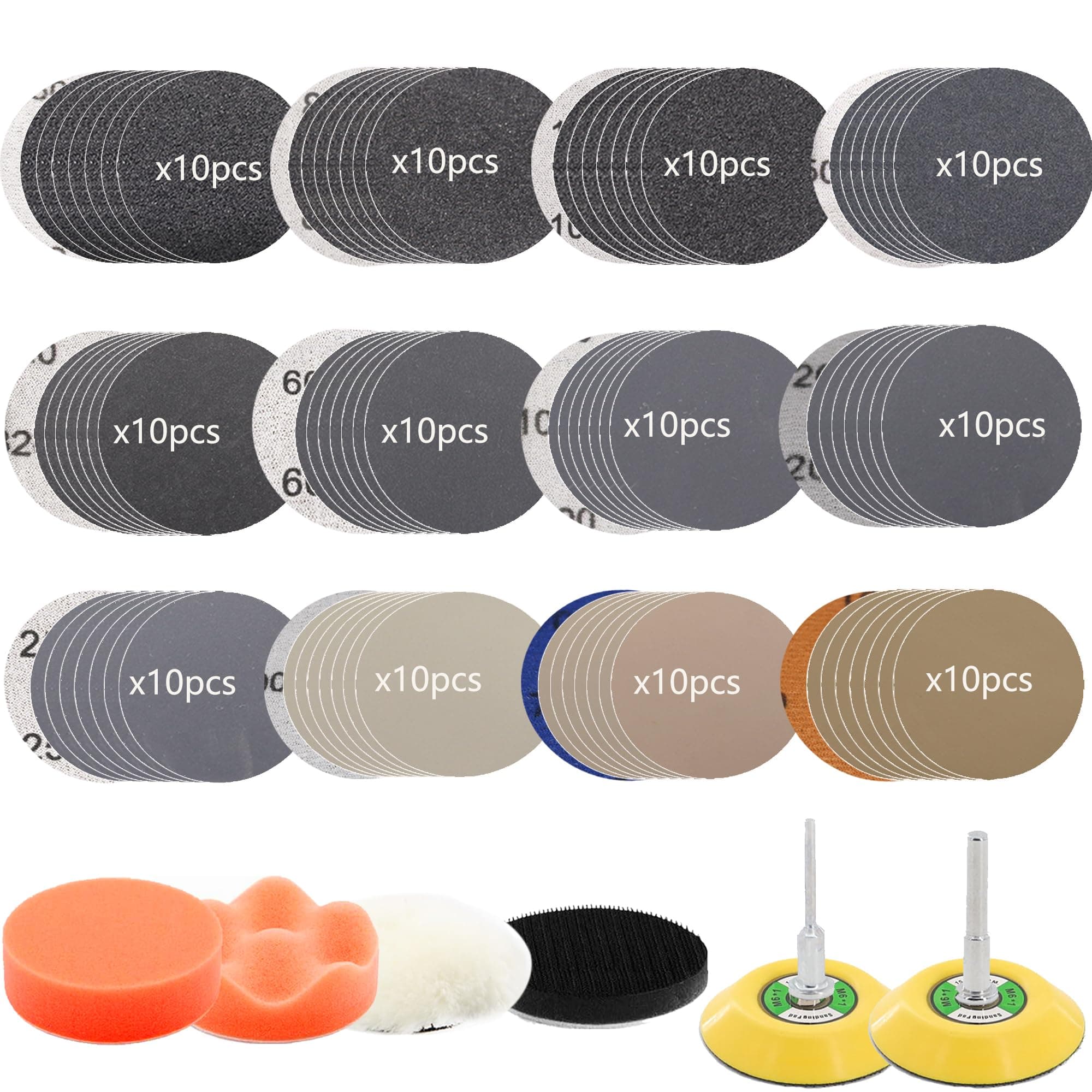 3 Inch Sanding Discs Drill Sanding Attachment Headlight Restoration Kit 60-10000 Sand Paper Assortment Pack Car Sanding Kit Buffing Pads with Rotary Tools for Car Wood Metal Glass