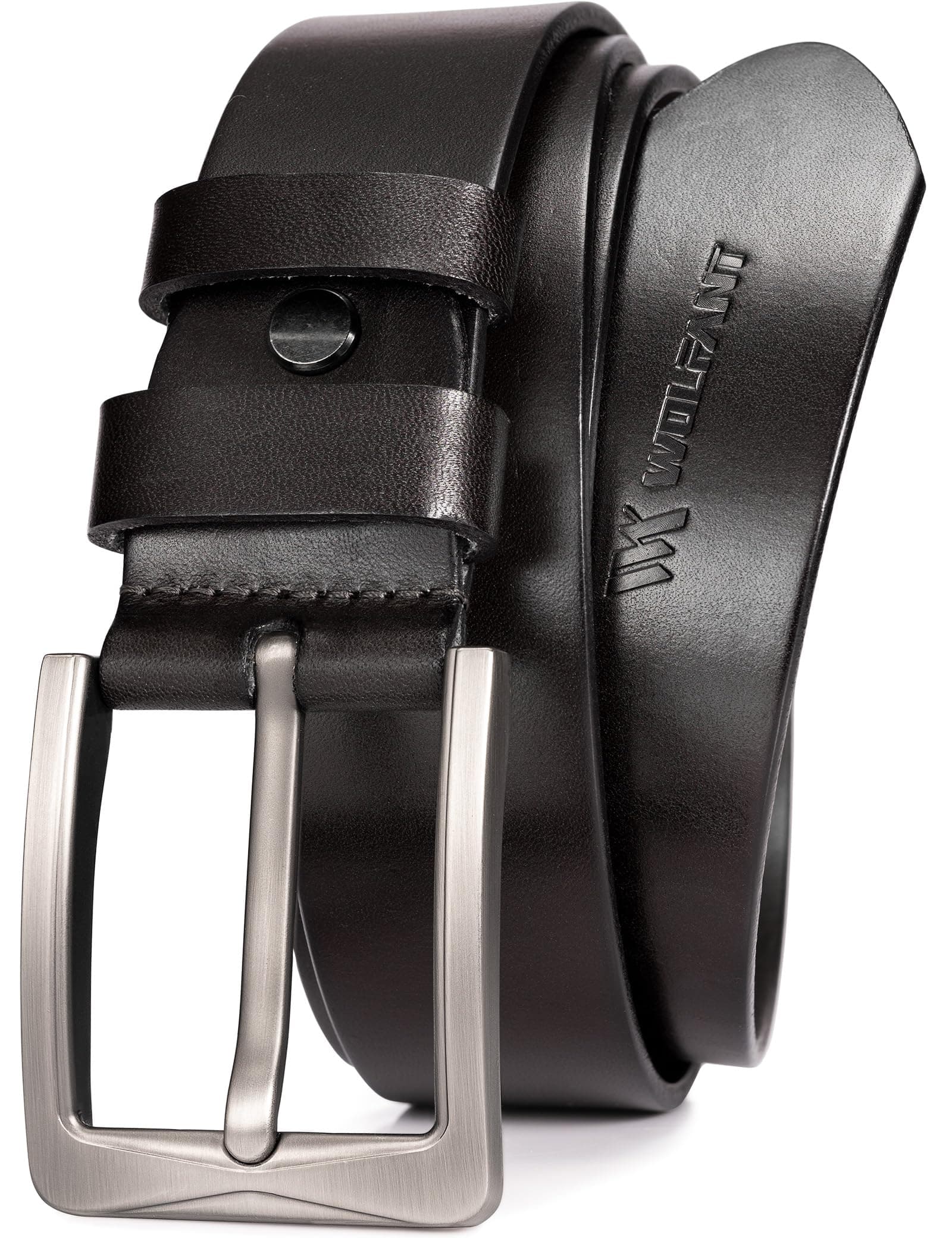 WOLFANT Full Grain Leather Belt for Men,100% Italian Real Solid Leather Casual Jeans Belt