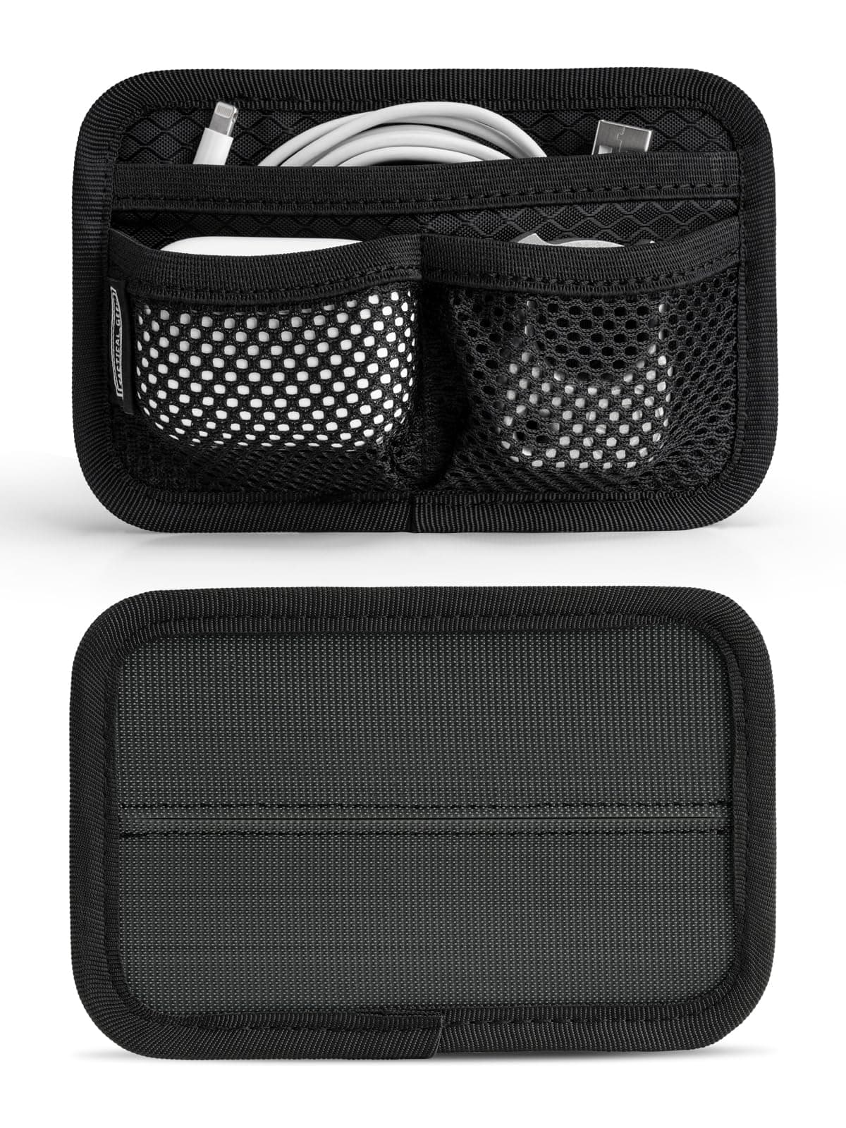 TCM3 Mini EDC Organizer Board, Backpack Accessories with Open Pocket & Mesh Pocket, Utility Admin Bag Insert Panel Hook and Loop Modular Organizer for Daily Carry(Black)