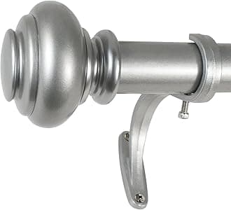 Decopolitan 278656836 1-Inch Urn Single Window Treatment Rod Set, 36 to 72-Inch, Antique Silver