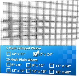 2 Pack 12"x24" Wire Mesh, 5 Mesh Crimped Stainless Steel Mesh, Never Rust Sturdy Metal Mesh Screen for DIY Projects, Vent, Cage, Garden, Window Screen, Filter Mesh