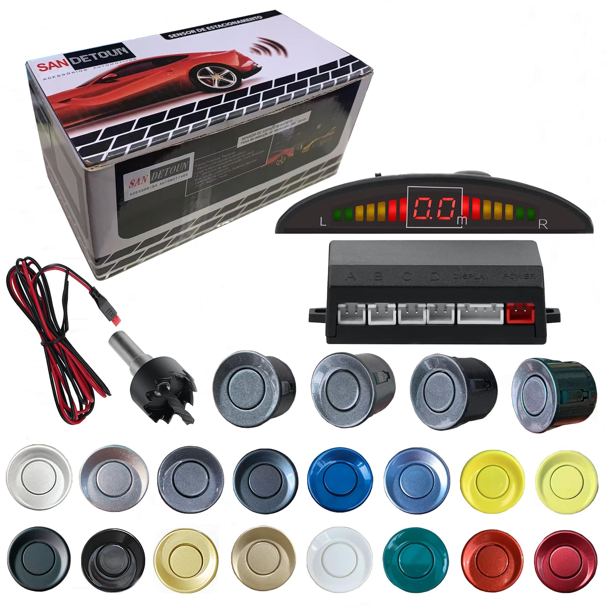 Parking Sensor Kit Backup Sensor Kit Reverse Sensor for Car 18 Color Options for Probes Adjustable Alarm Volume Professional Sensore de Reversa para Carro Safe Driving Assistant(Grey)