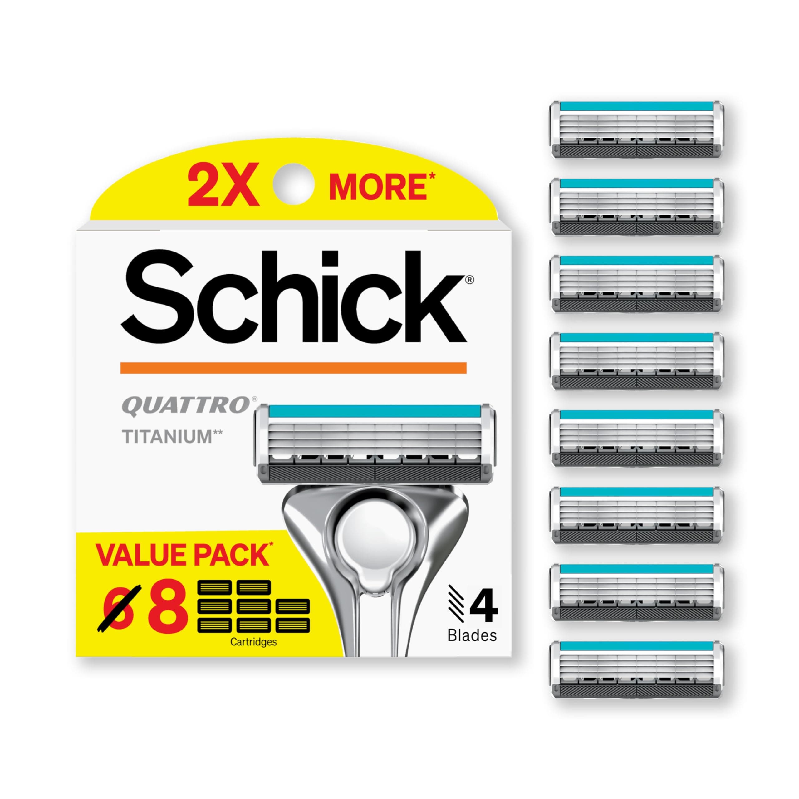 Schick Mens Quattro Titanium Razor Refill Value Pack, 8ct