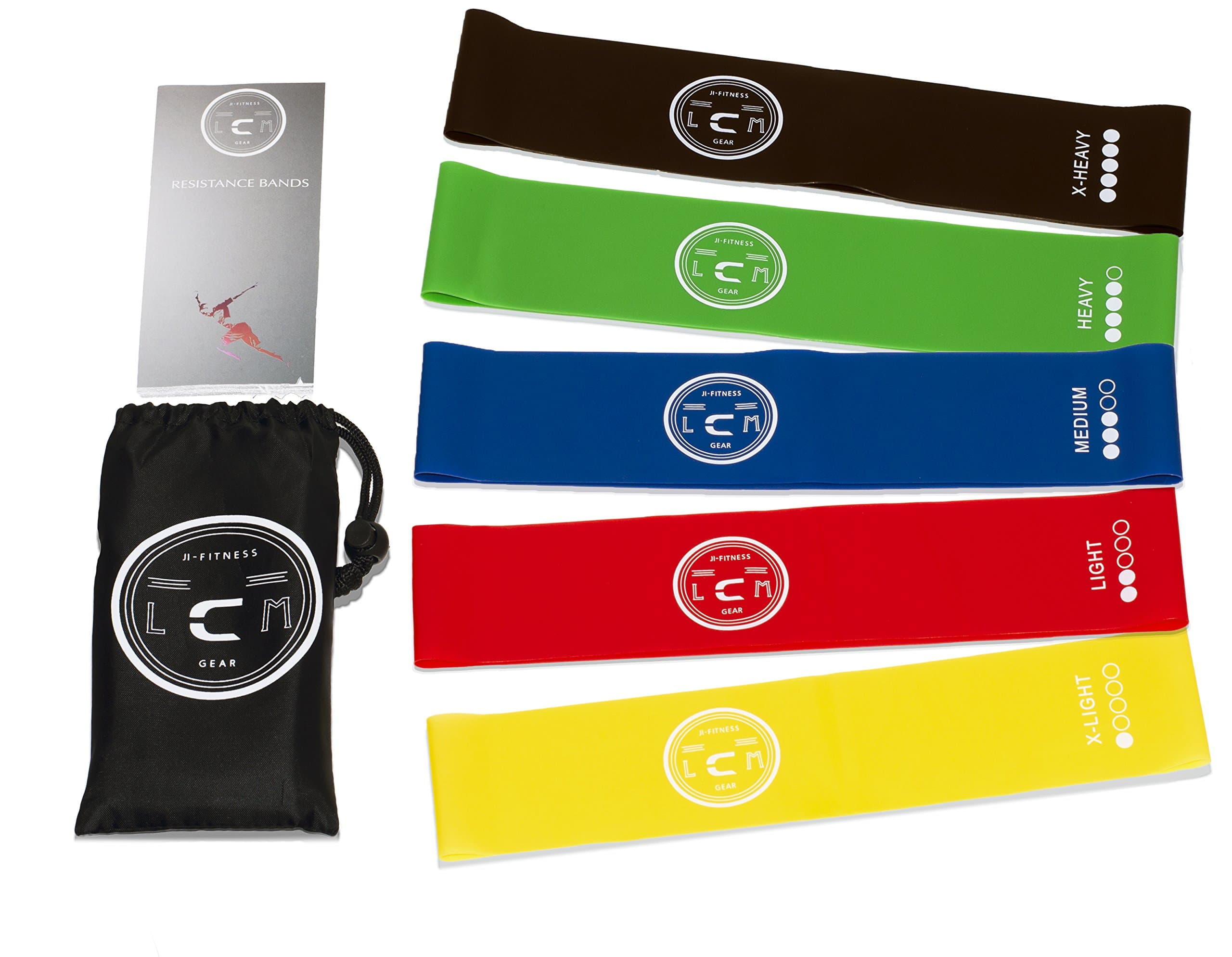 LCM 5 Set Resistance Exercise Loop Bands, for Strength, Yoga, Pilates, Mobility, Injury Rehabilitation, Core Training, Muscle Activation, Workout and Home Fitness