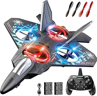 NIPLOOOW Foam Remote Control Airplanes Rc Planes for Kids 4-8, Remote Control Planes Fighter Jet with Light, 360° Flip Fighter Jet Toy, Gravity Sensing, Stunt Roll, Gifts for 6 7 8 10 12 Year Old Boys