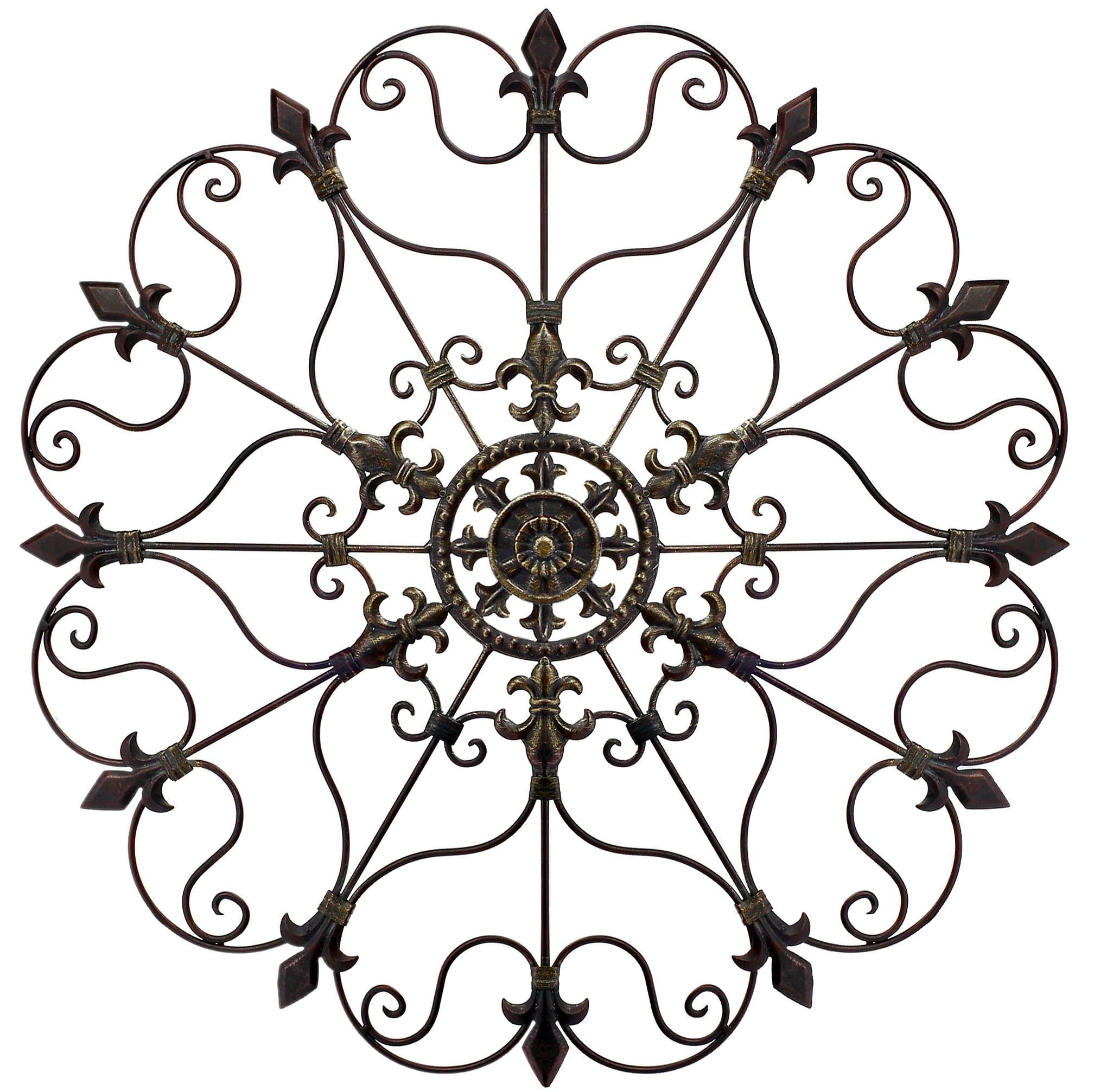 Yun&Lin Crafts Metal Solid Mounted Medallion Hand-painted Wall Decor 30"x30", Large Metal Home Wall Art for Indoor and Outdoor Settings, Vintage Christmas Decorations, Holiday Wall Decorations, Christmas Wall Art