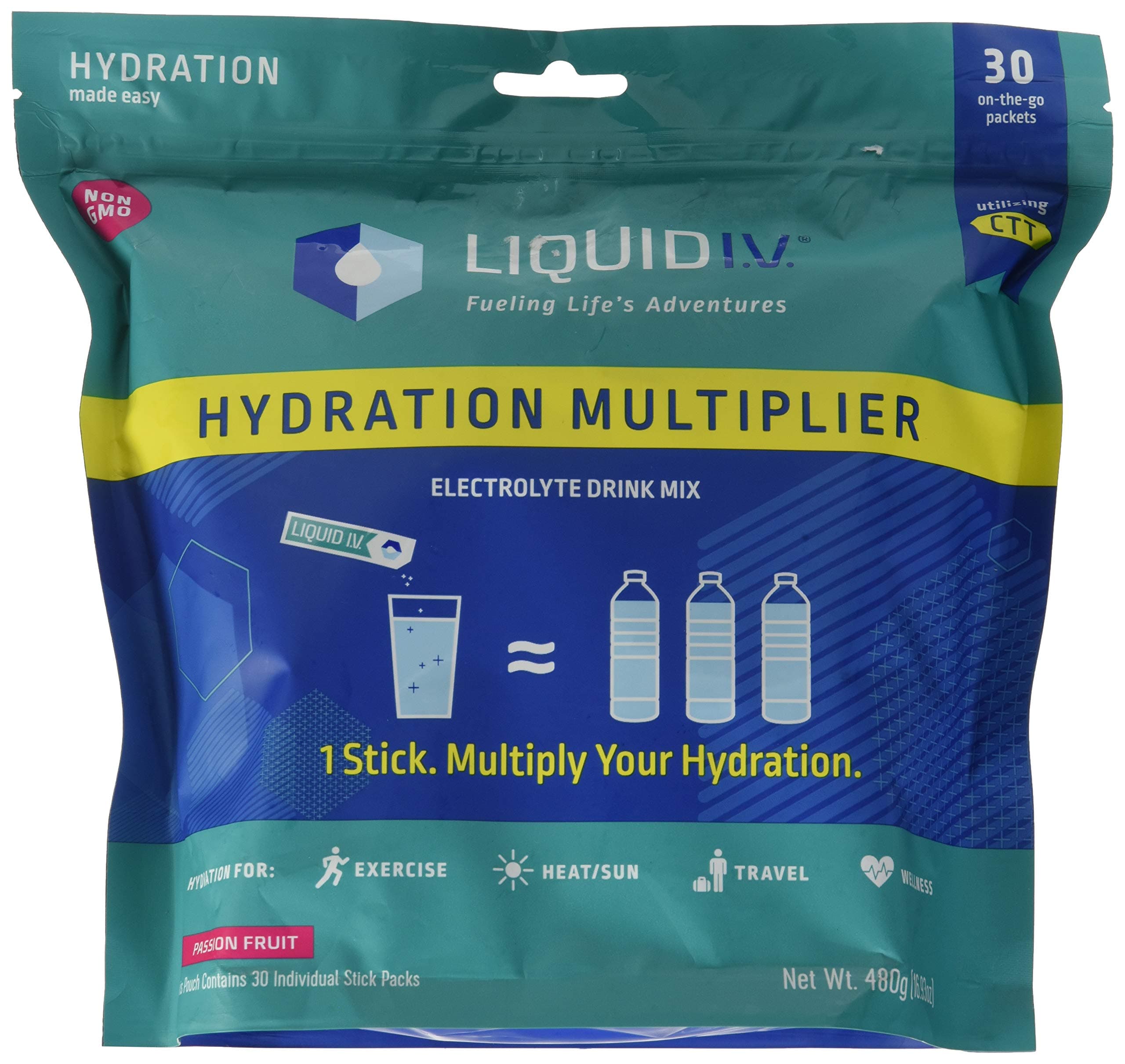 Liquid I.V. Hydration Multiplier Electrolyte Powder (Passion Fruit, 30 Count)