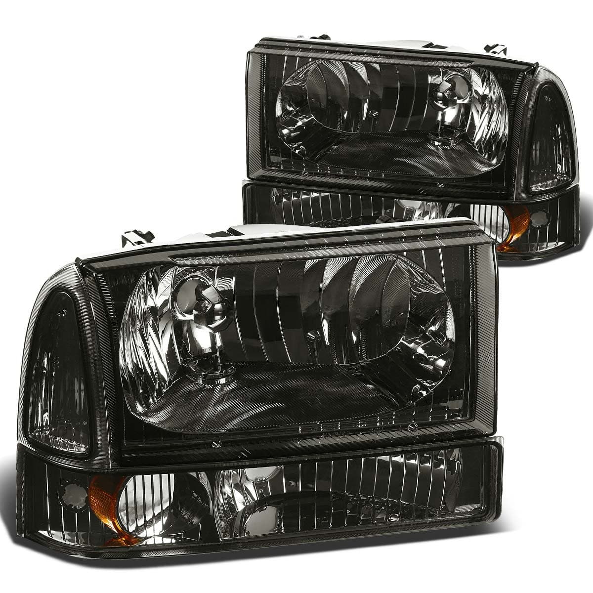 DNA MOTORING Headlight Assembly (Driver & Passenger Side) Compatible With Ford Excursion 00-04/F250 / F350 / F450 / F550 SD 99-04,HL-OH-F99SD4P-SM-AM