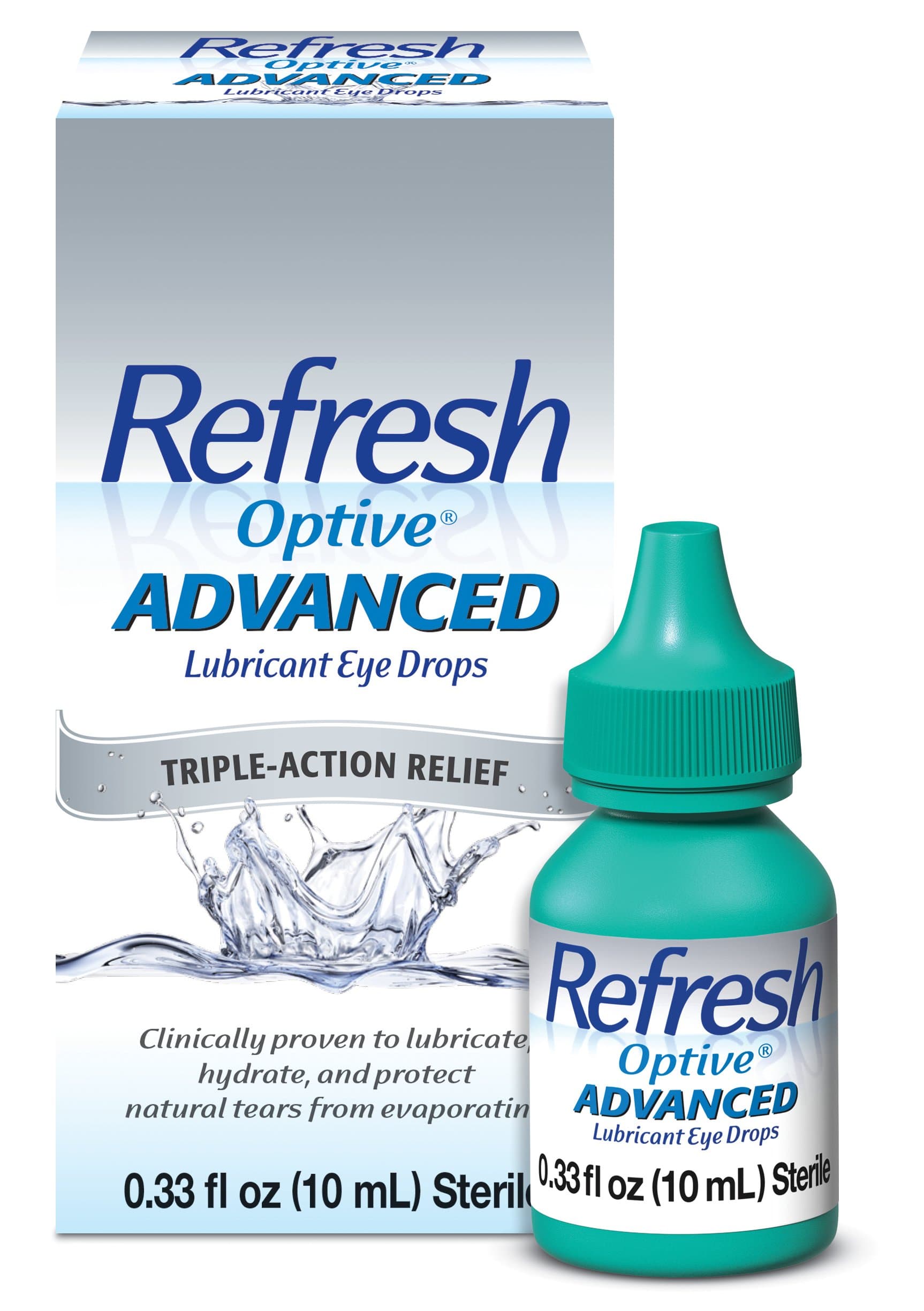 Refresh Optive Advanced Lubricant Eye Drops, Sterile, White, 0.33 Fl Oz