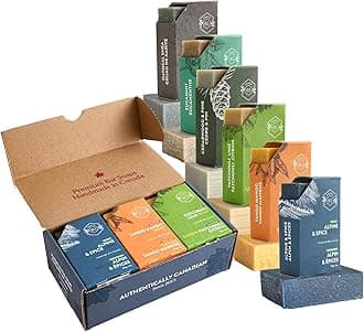 Crate 61 Organics, Handmade in Canada, Plant Based Cold Process Natural Bar Soap, With Premium Essential Oils, Dry Skin, Pack of 6 (For Him)