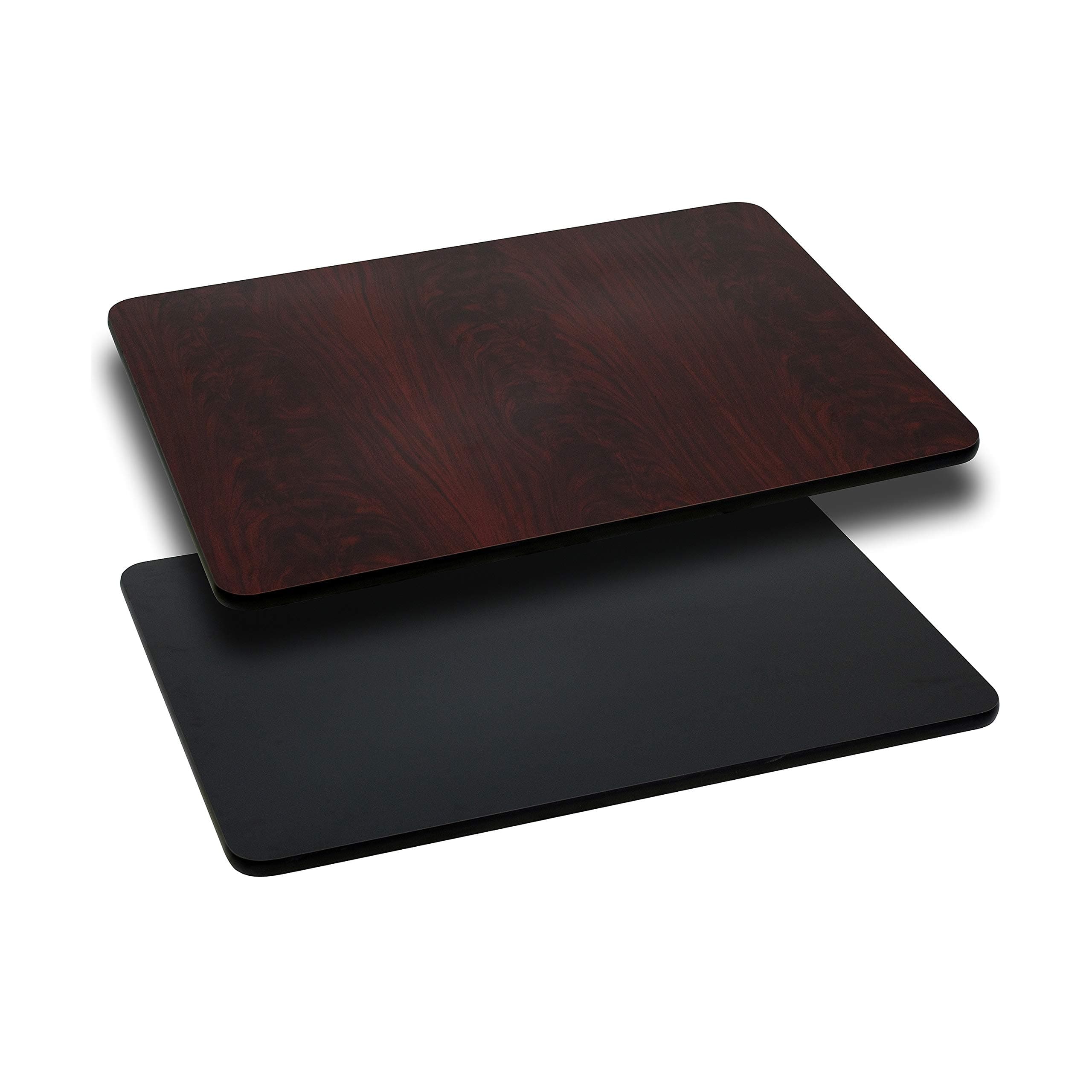 EMMA + OLIVER 30"x42" Rectangular Black/Mahogany Reversible Laminate Table Top