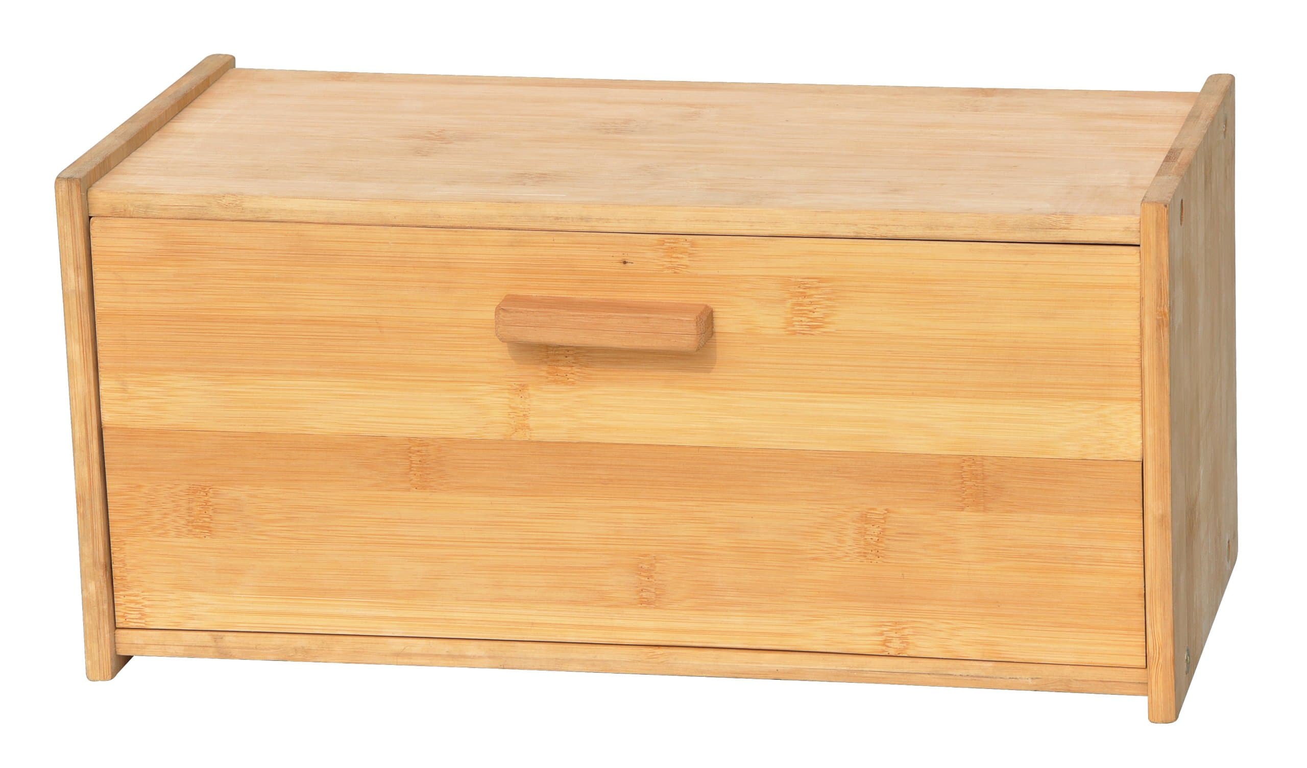 KitchInspirations Elegant Square Style Natural Bamboo Bread Box