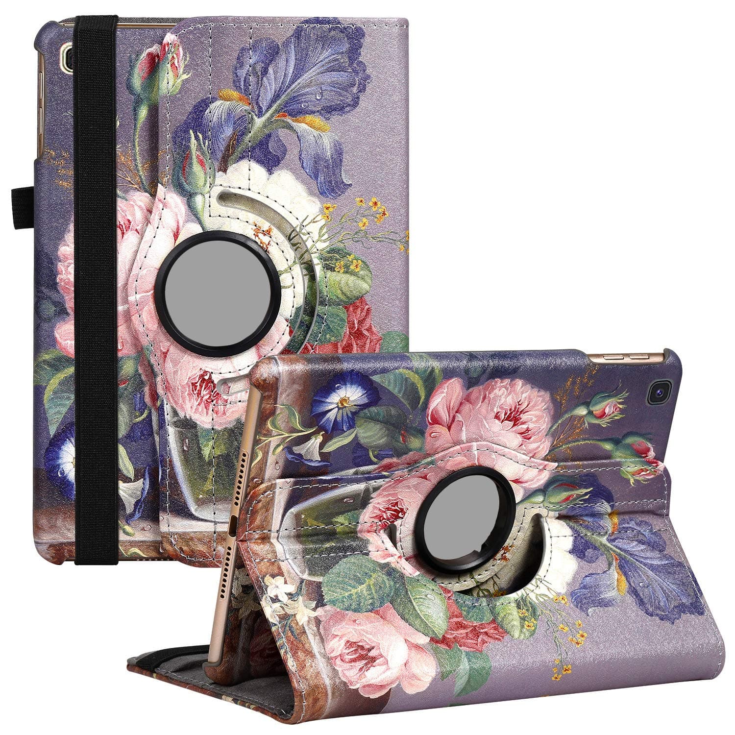 LayYun Rotating Case for Samsung Galaxy Tab A 8.0 2019 Without S Pen Model (SM-T290 Wi-Fi, SM-T295 LTE, SM-T297), Premium PU Leather 360 Degree Stand Cover with Auto Wake/Sleep Function(Vase)