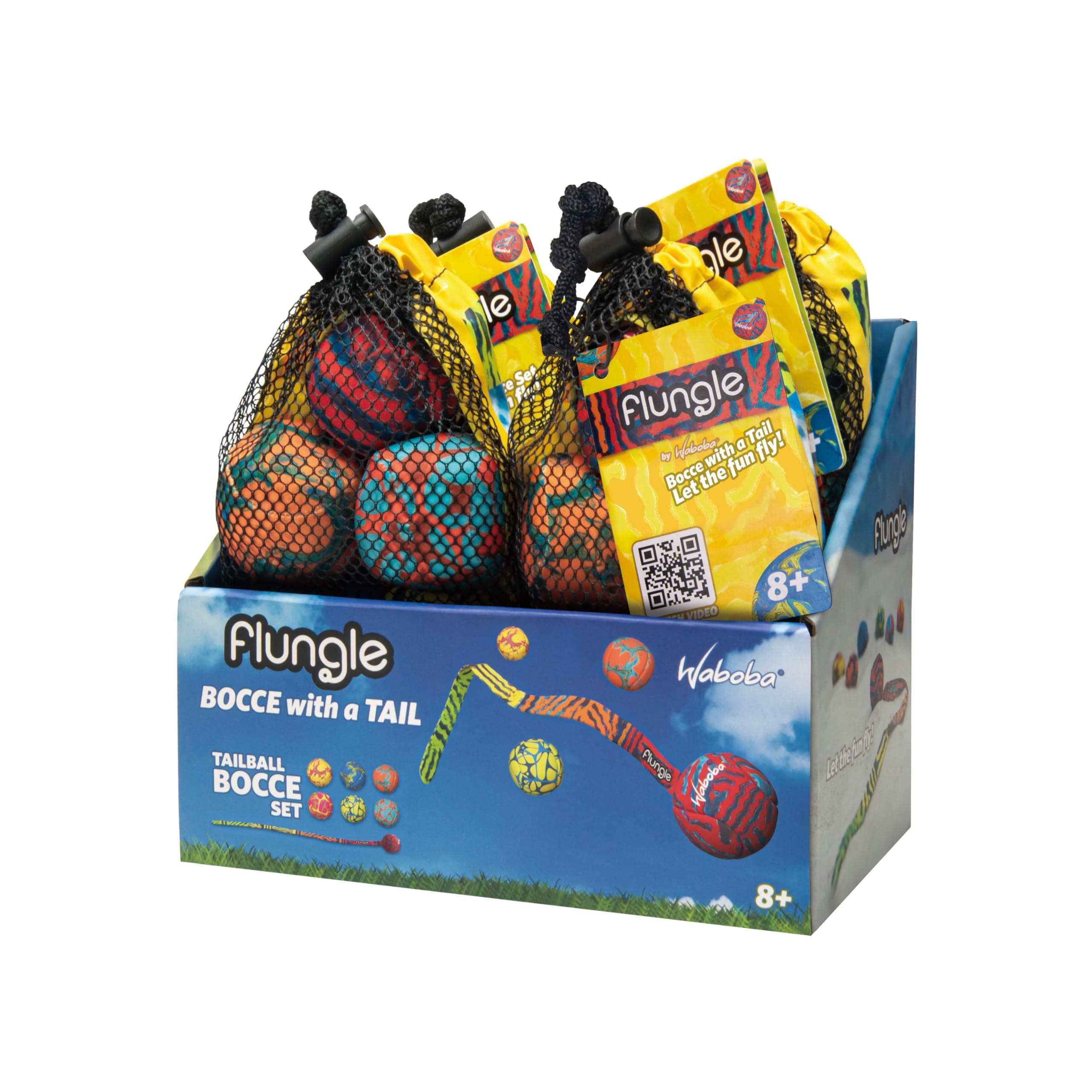 Waboba FLUNGLE Ball Toss Game Bocce with a Tail — 2-6 Player Game — Fun Yard Game and Beach Game for Family and Friends
