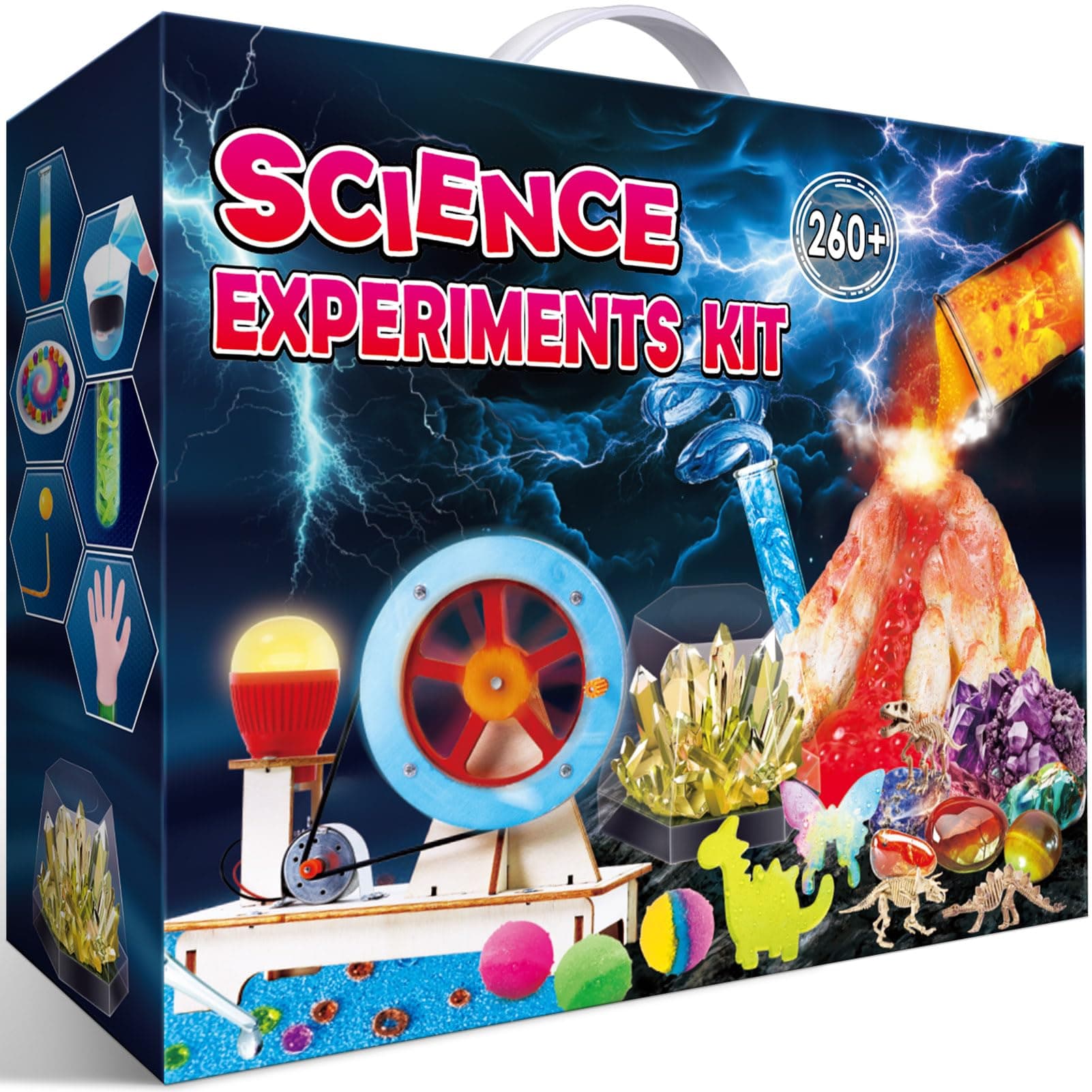 UNGLINGA 260+ Experiments Science Kits for Kids, S.T.E.M Learning Chemistry Set, Birthday Toys Gifts Idea for Boys Girls, Gemstone Volcano, Earth, Educational Science Tools
