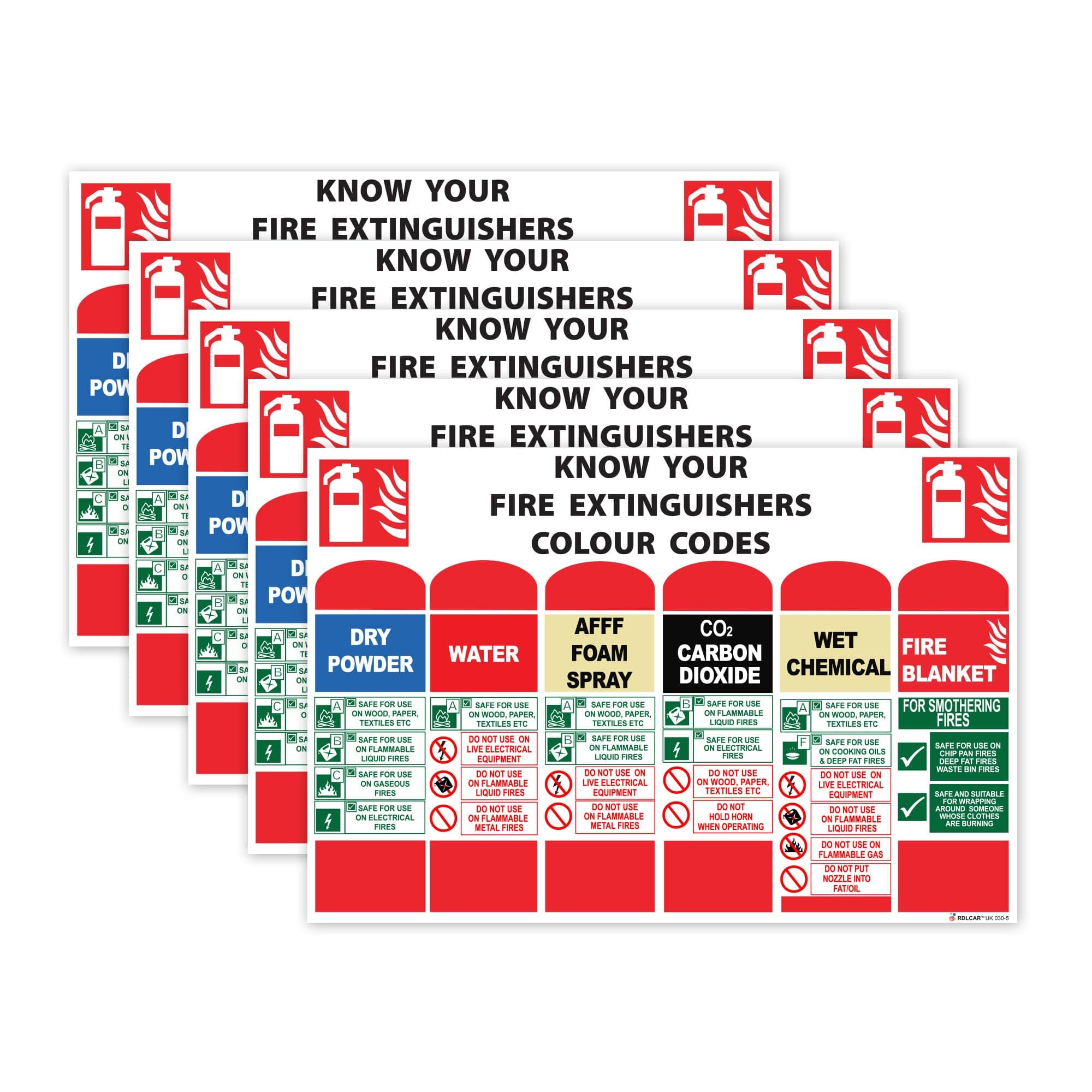 Know your Fire Extinguisher Sign 200x300, 5 Pack