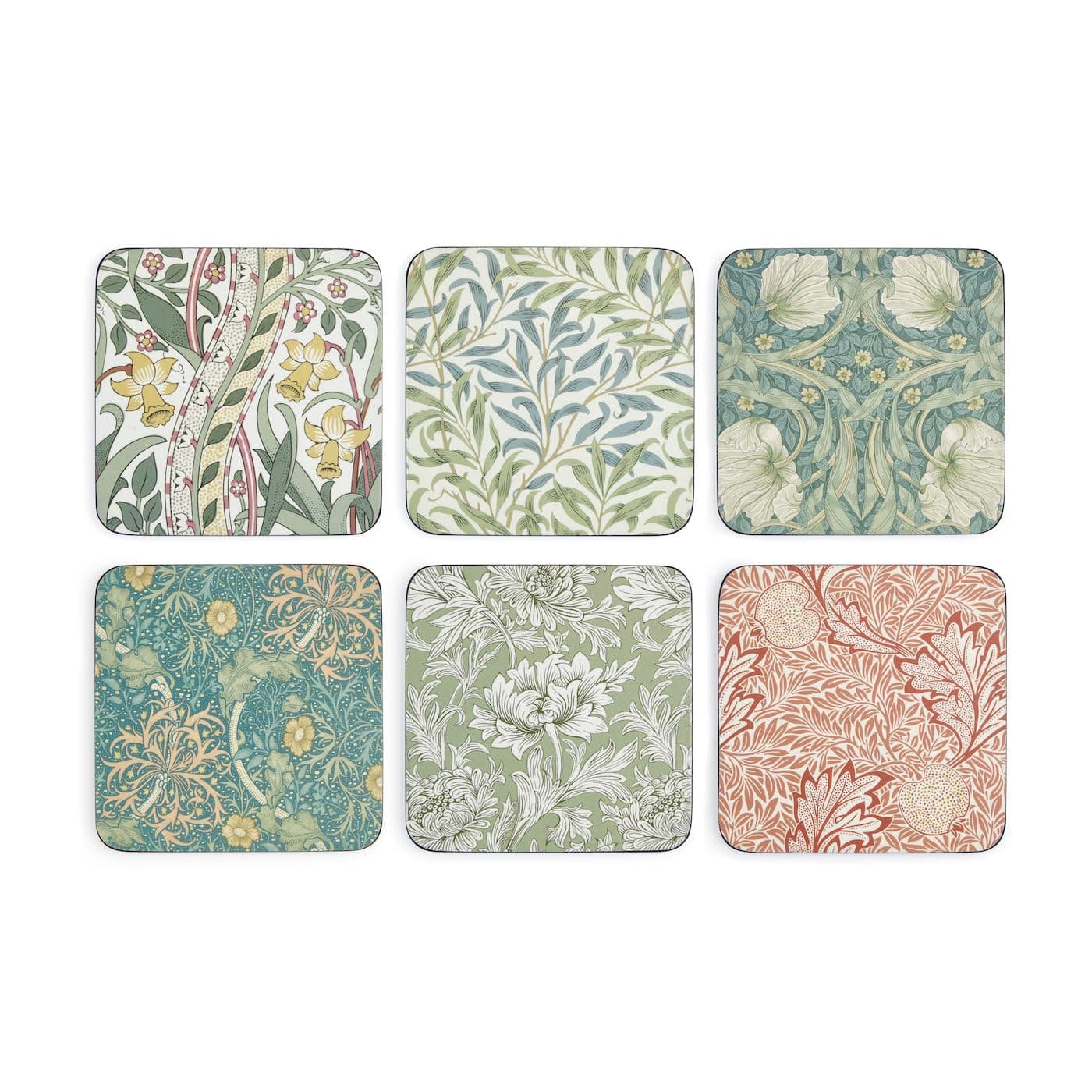 Spode Morris & Co Coasters Set of 6, Multi Coloured, 10.5cm x 10.5cm/ 4" x 4" (X0010269174)
