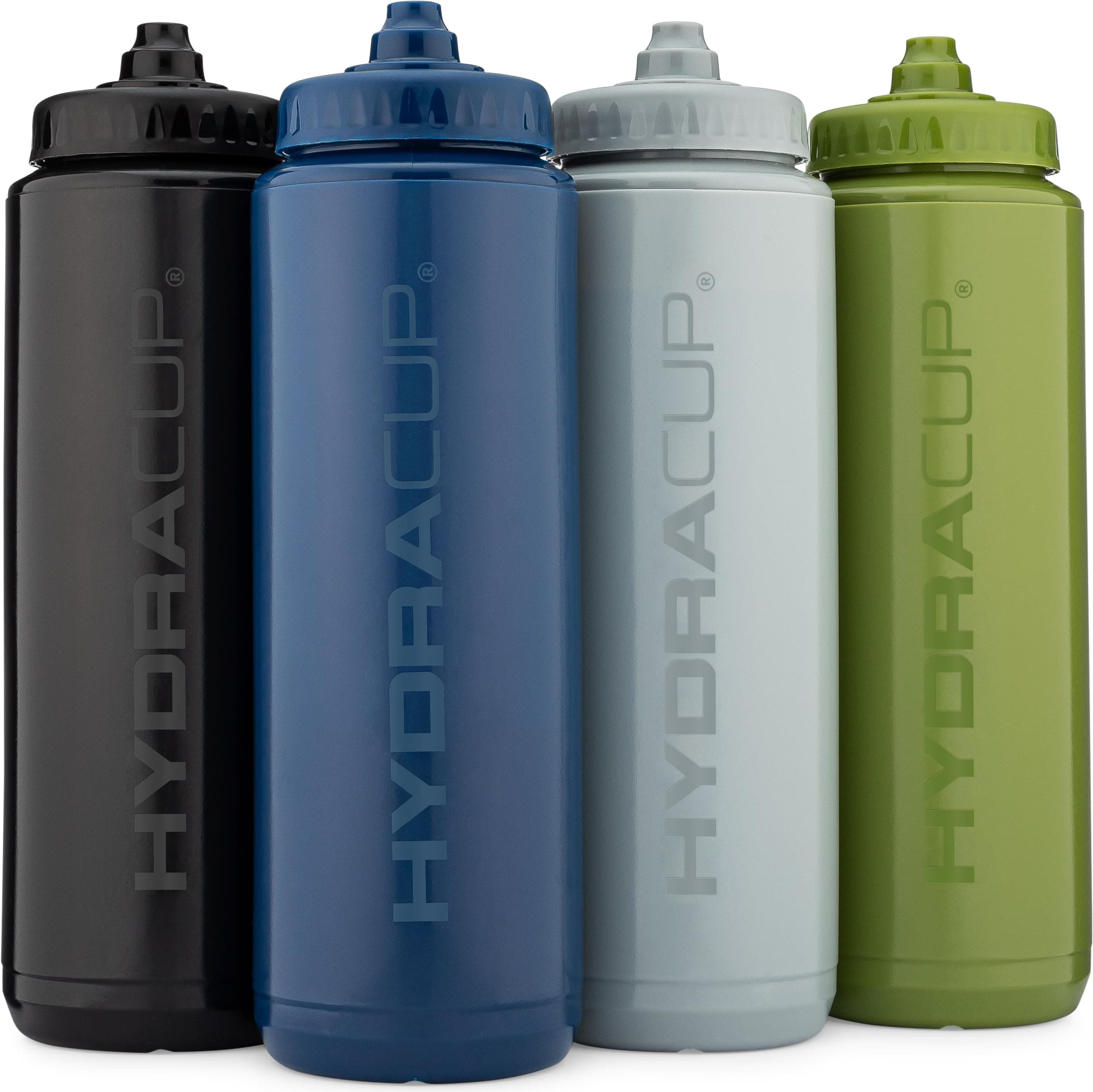 Sport [4 Pack] 32 oz Squeeze Water Bottles, Fast Flow Sports Water Bottle, Bike & Cycling Water Bottle, Travel To Go, BPA Free (Dark Colors)