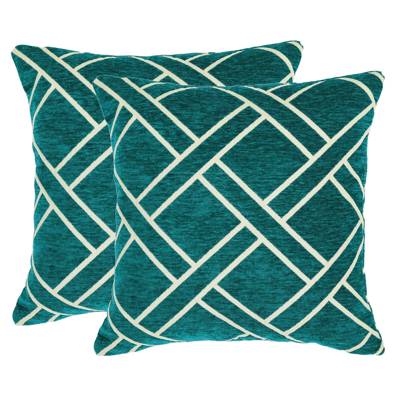 DECOMALL Super Soft Decorative Square Throw Pillow Covers Moroccan Geometric Trellis Cushion Cases Set for Couch Sofa Bedroom, 18 x18 inches, Teal, Pack of 2