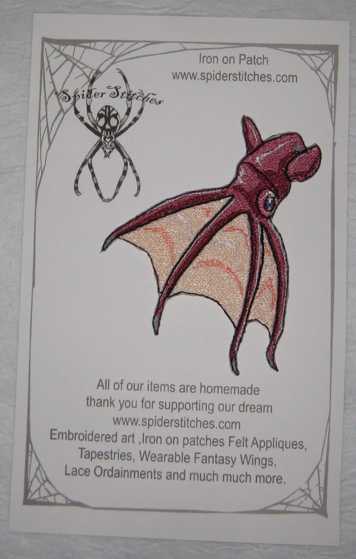 Lovely Vampire Squid Iron on Patch Sew on Applique by Spider Stitches