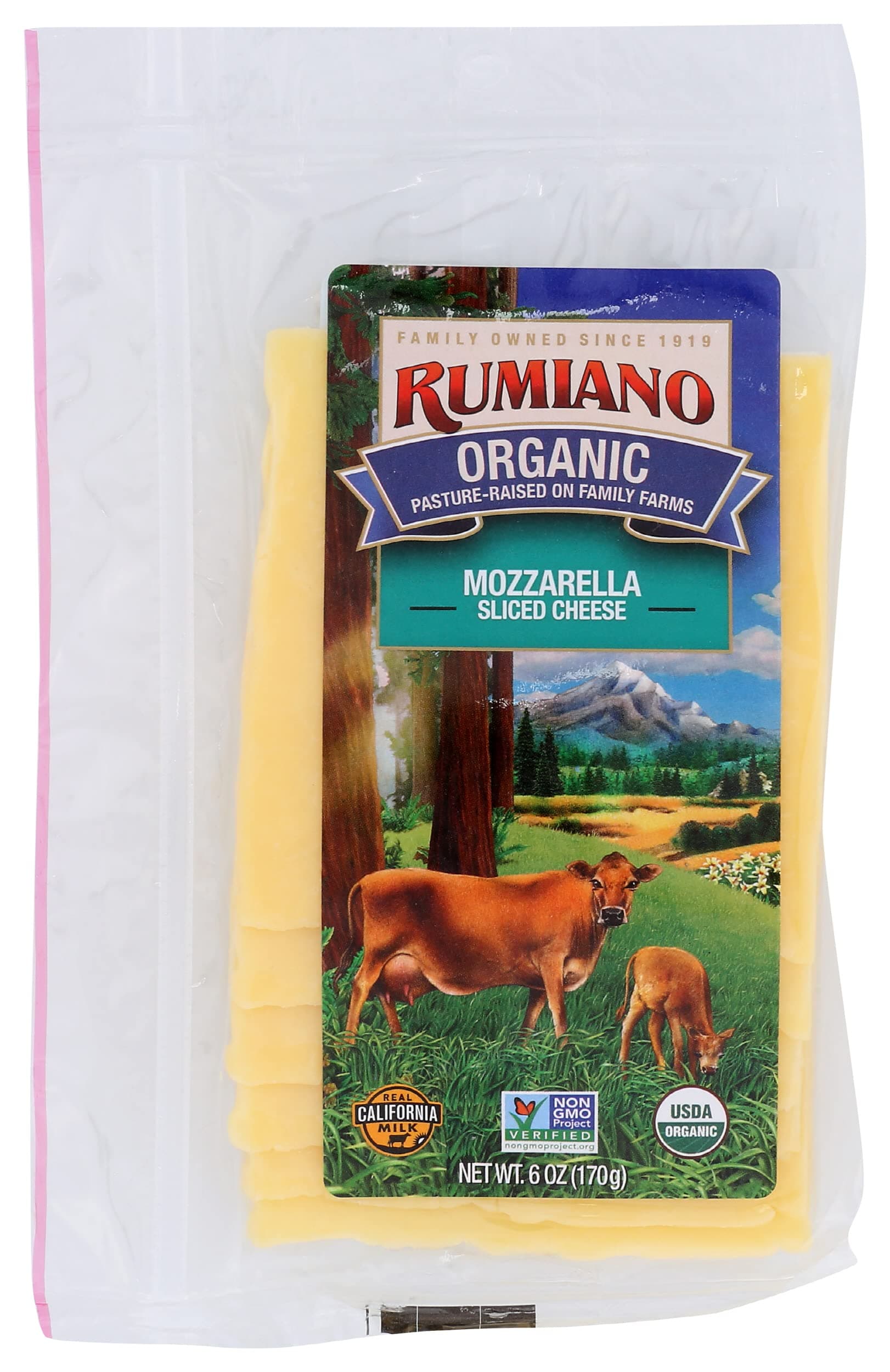 Rumiano Organic Mozzarella Cheese, Sliced, 6 oz