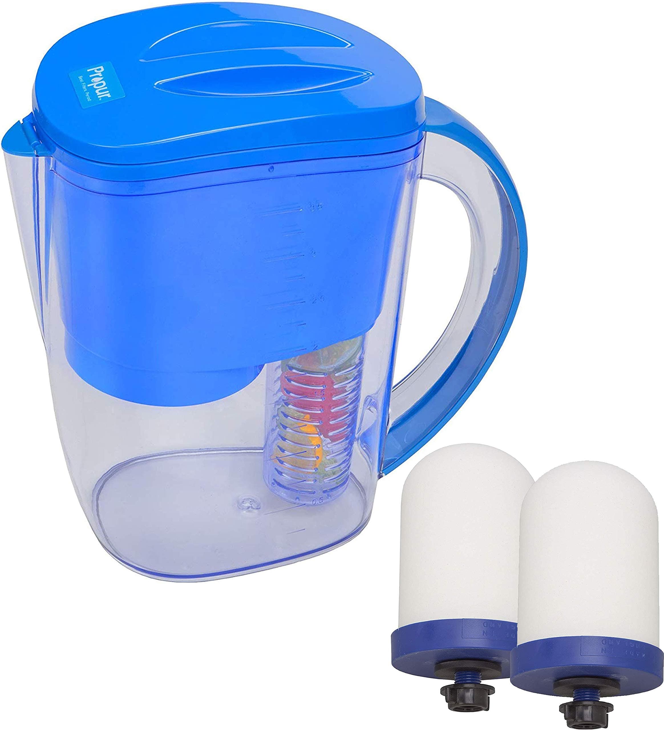 Fruit and Vegetable Infusing Water Filter Pitcher Bundle with 2 Propur ProOne M G2.0 Mini Filter Element