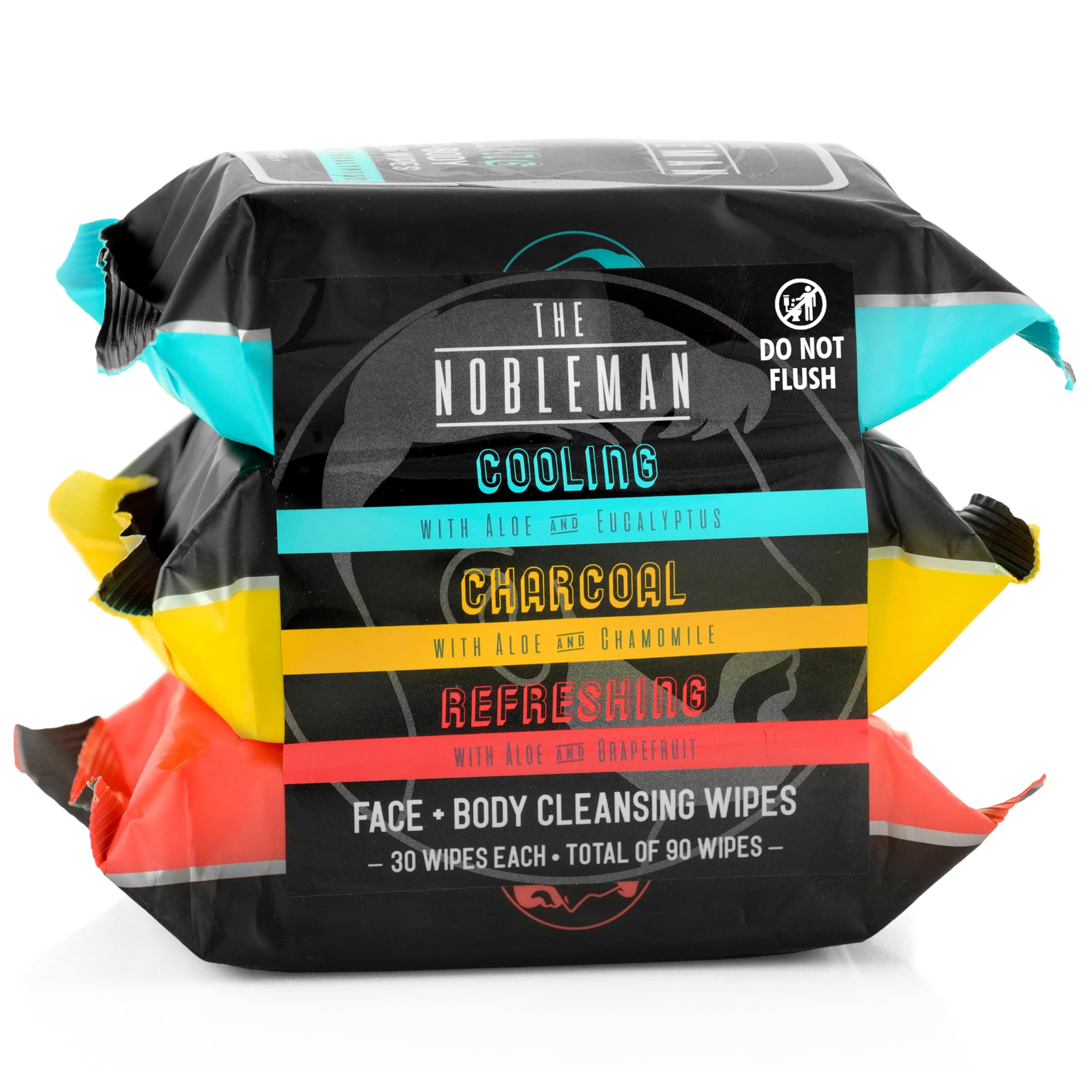 Men's Assorted Cleansing Wipes- Cooling/Charcoal/Refreshing - 3 Pack (90ct)