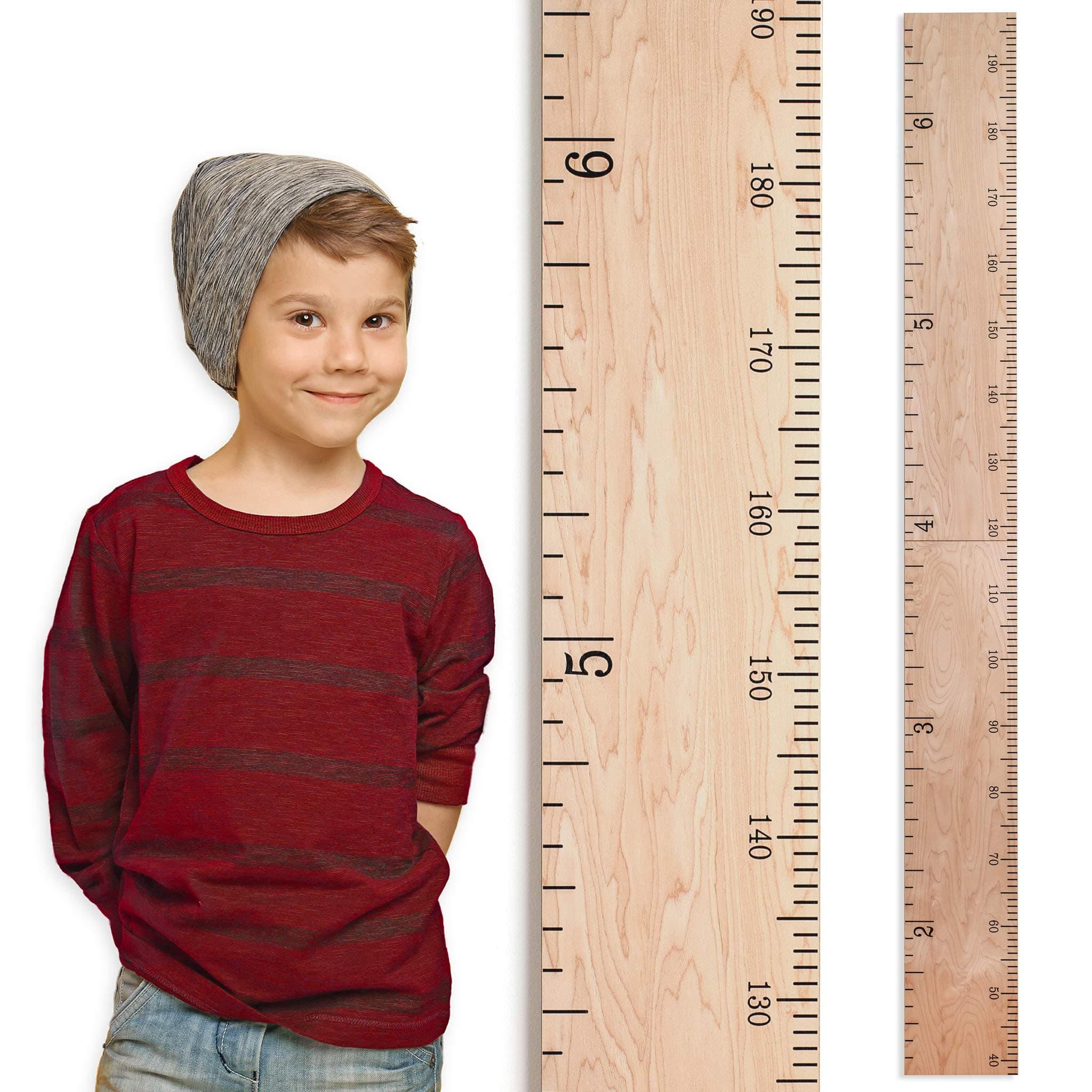 HEADWATERS STUDIO Wooden Growth Chart for Wall - Size Height Chart for Kids, Growth Measuring Board and Kids Height Wall Chart, Growth Chart for Kids, Height Chart for Wall - Natural (63"x6.7")