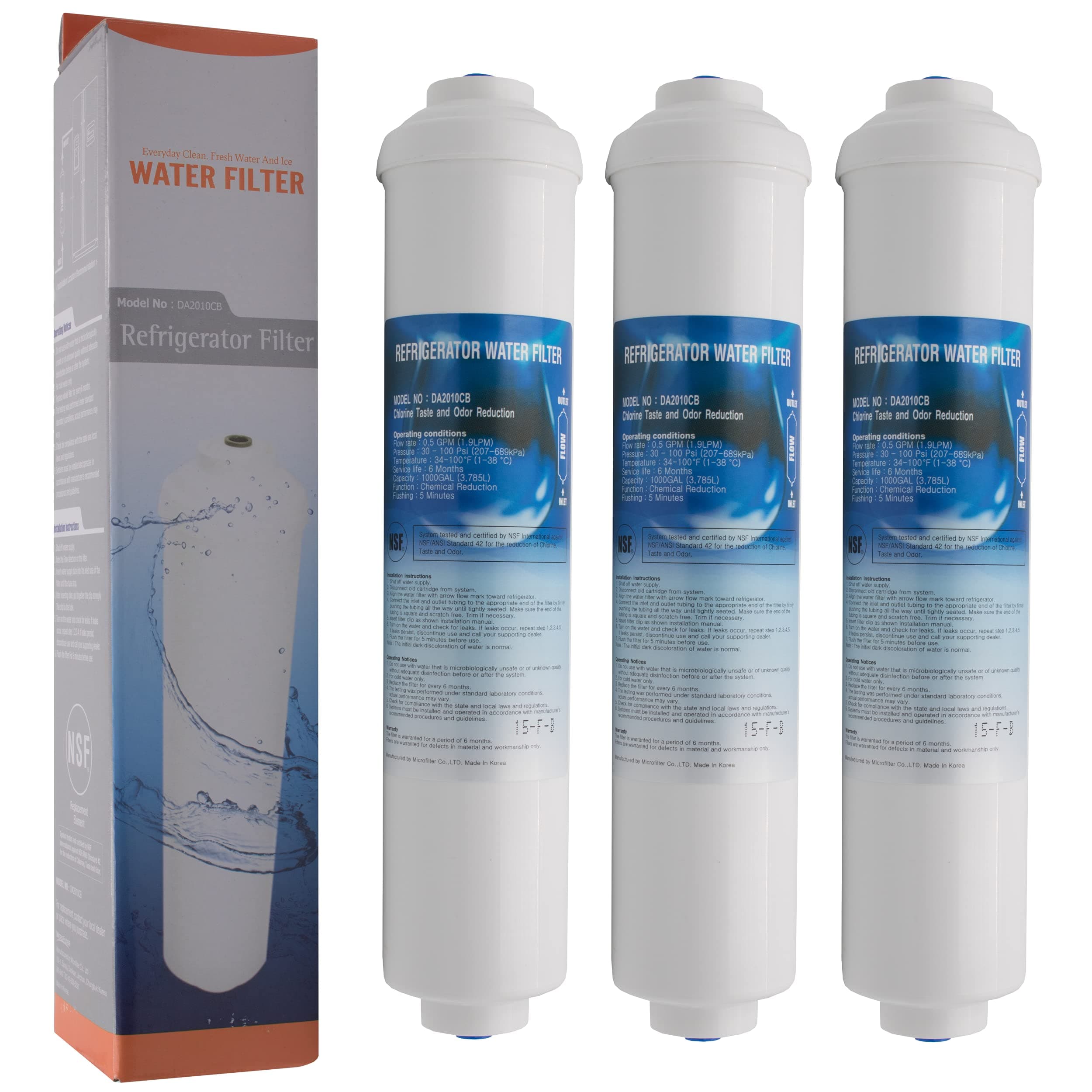 DA2010CB | Pack of 3 External Water Filter Compatible with Samsung DA29-10105J HAFEX/EXP HAFEX - Compatible with LG 5231JA2010B, Beko, Haier Fridge Filter